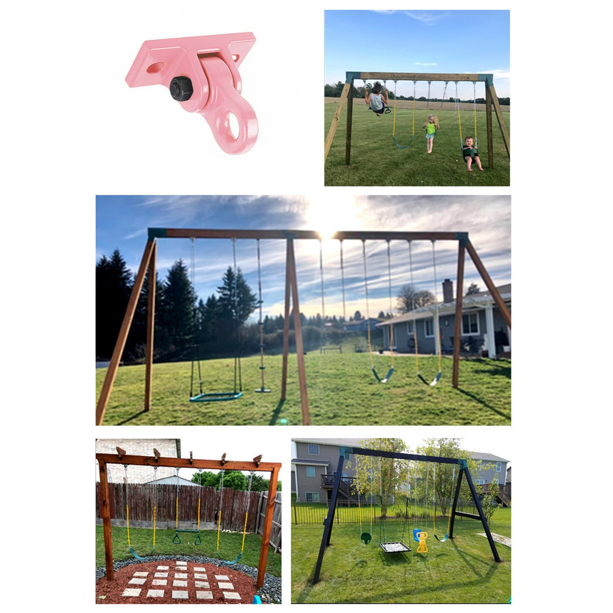 ABUSA Heavy Duty Black Swing Hangers Screws Bolts Included Over 5000 lb Capacity Playground Porch Yoga Seat Trapeze Wooden Sets Indoor Outdoor 2 Pack