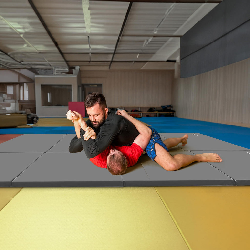 BalanceFrom 10x4 Feet 4-Panel Folding Gymnastics Mat – 2-Inch Thick Pad with Vinyl Surface and Carrying Handles for Tumbling, Yoga, Pilates, Home Workouts, and Martial Arts