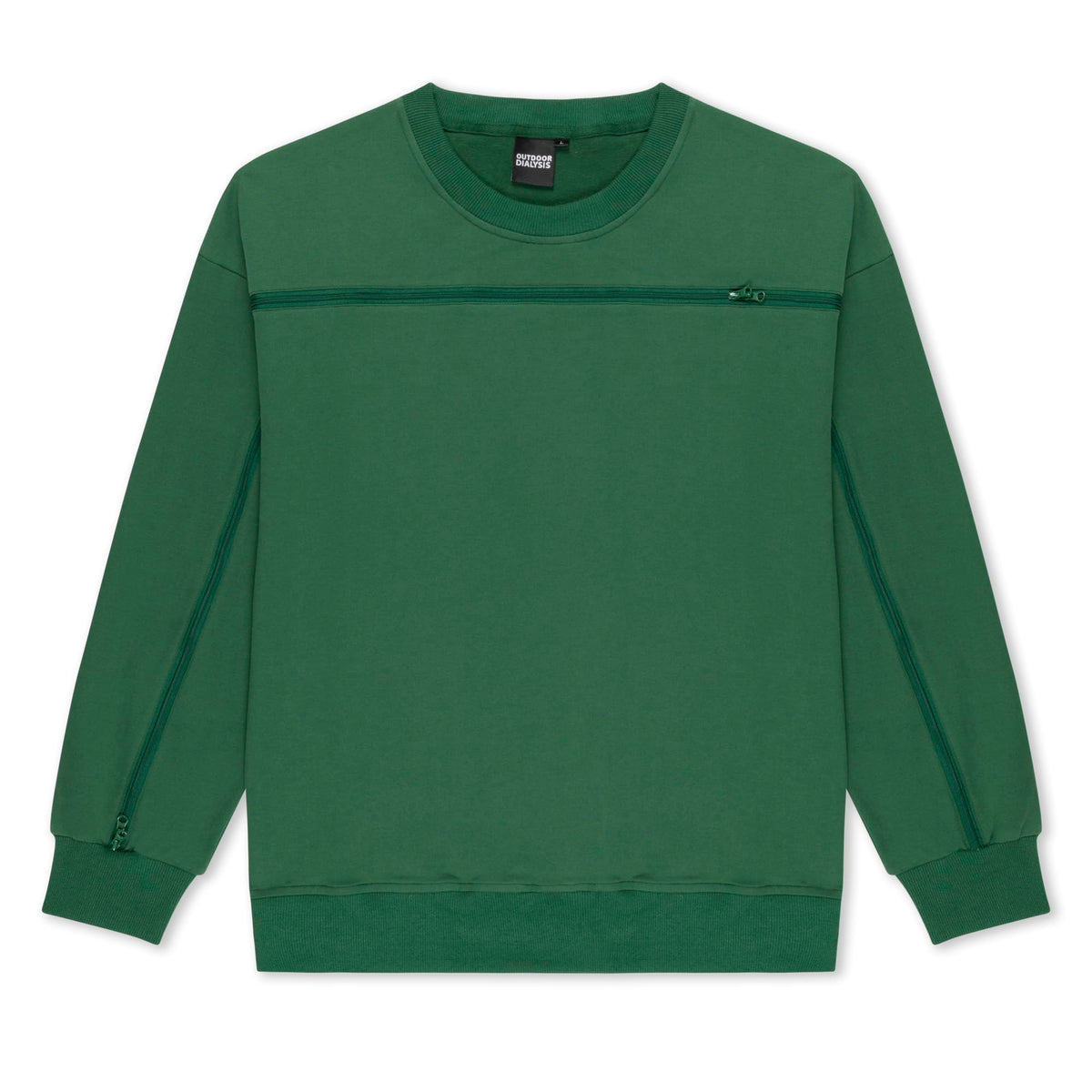 95% Cotton Crewneck with Full Arm & Chest Access | Dialysis, Chemo & IV Infusion Sweatshirt | Unisex Relaxed Fit