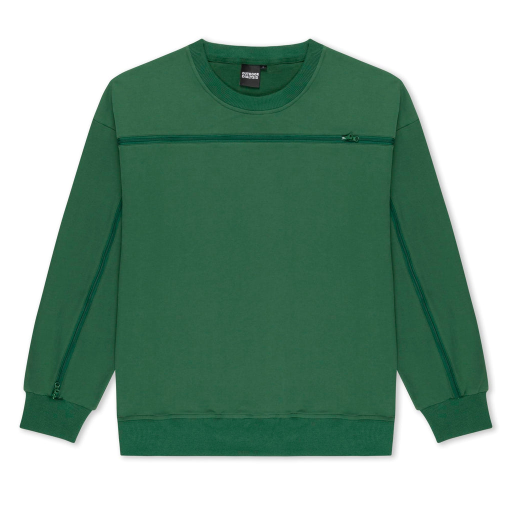 95% Cotton Crewneck with Full Arm & Chest Access | Dialysis, Chemo & IV Infusion Sweatshirt | Unisex Relaxed Fit