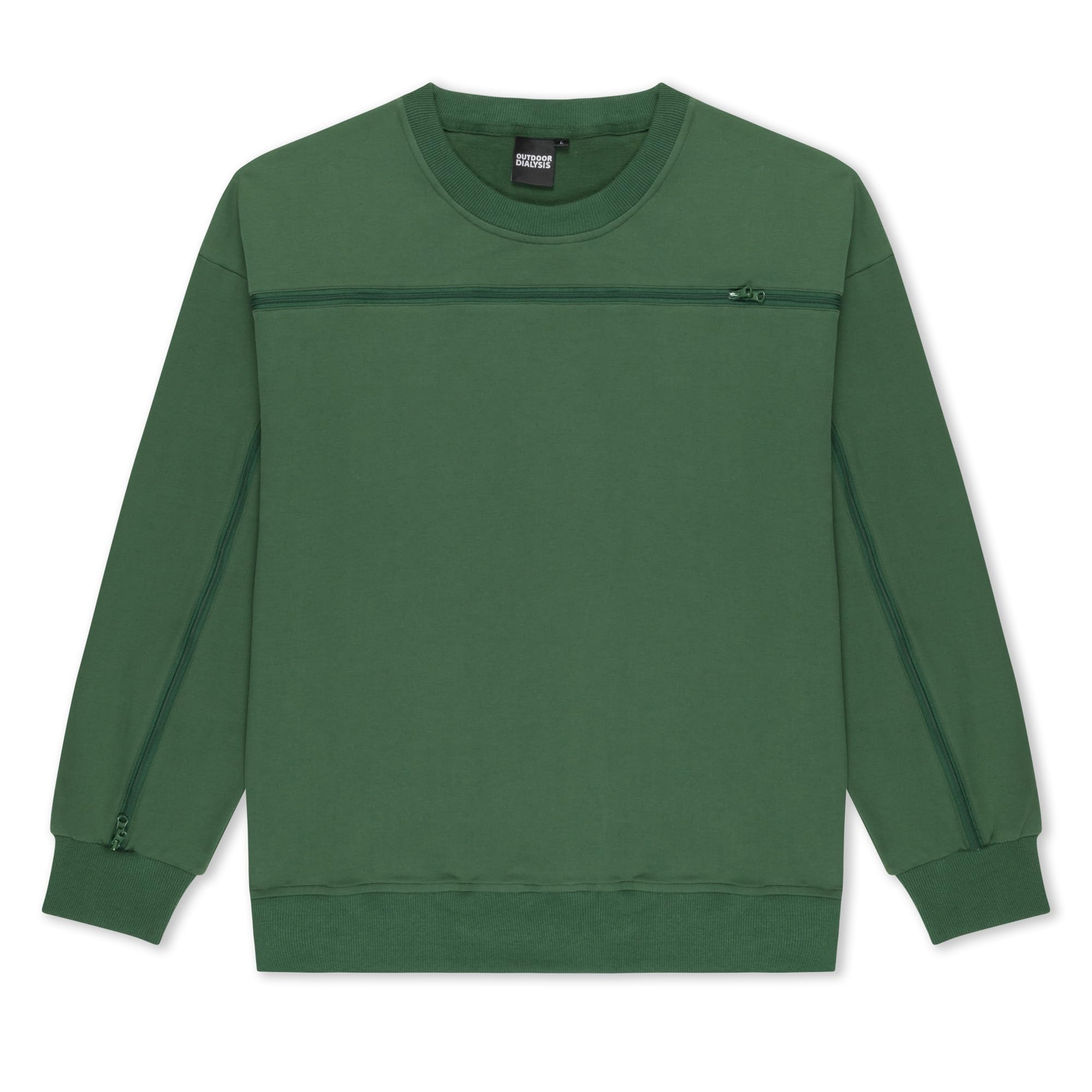95% Cotton Crewneck with Full Arm & Chest Access | Dialysis, Chemo & IV Infusion Sweatshirt | Unisex Relaxed Fit