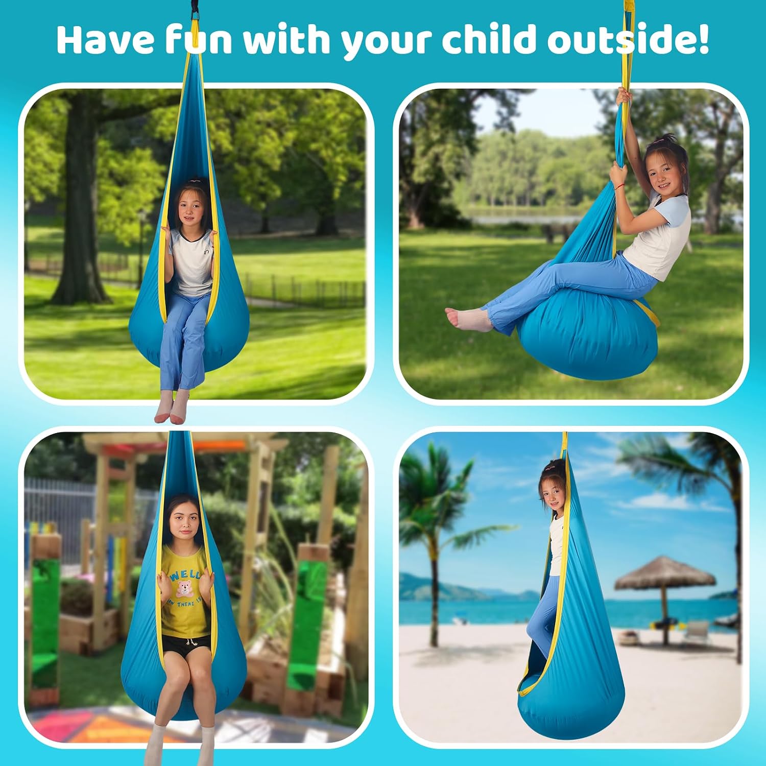 Sensory Pod Swing for Kids | Hammock Chair Seat, Inflatable Cushion, Includes Hardware Hanger Kit for Aspergers Autism ADHD