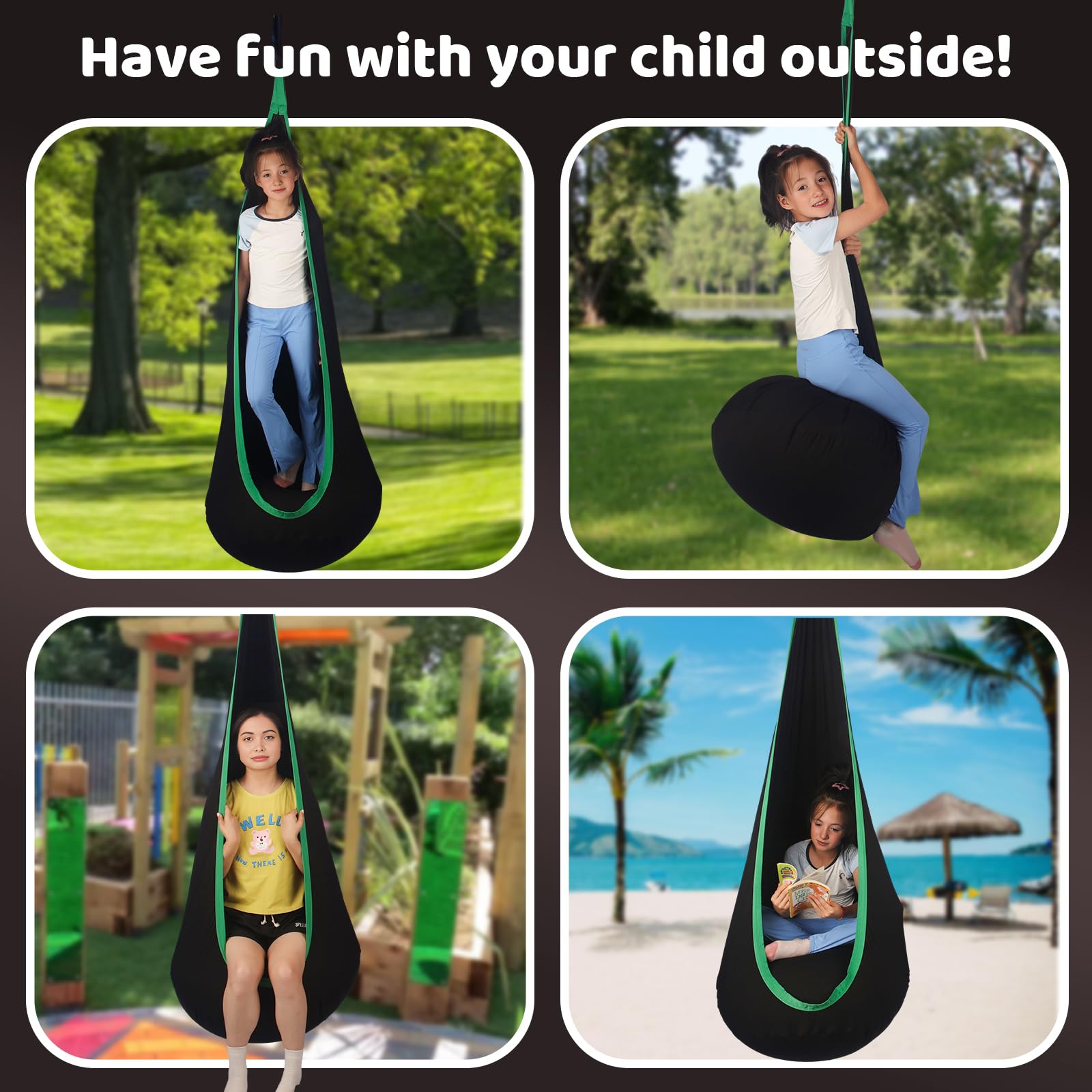 Sensory Pod Swing for Kids | Hammock Chair Seat, Inflatable Cushion, Includes Hardware Hanger Kit for Aspergers Autism ADHD