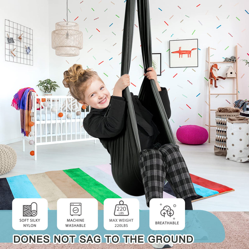 Aokitec Sensory Swing for Kids with Special Needs, Indoor Kids Swing Cuddle Hammock Chair Adjustable Aerial Swing for Children with Autism, ADHD, Asperger, Sensory Integration(Blue)