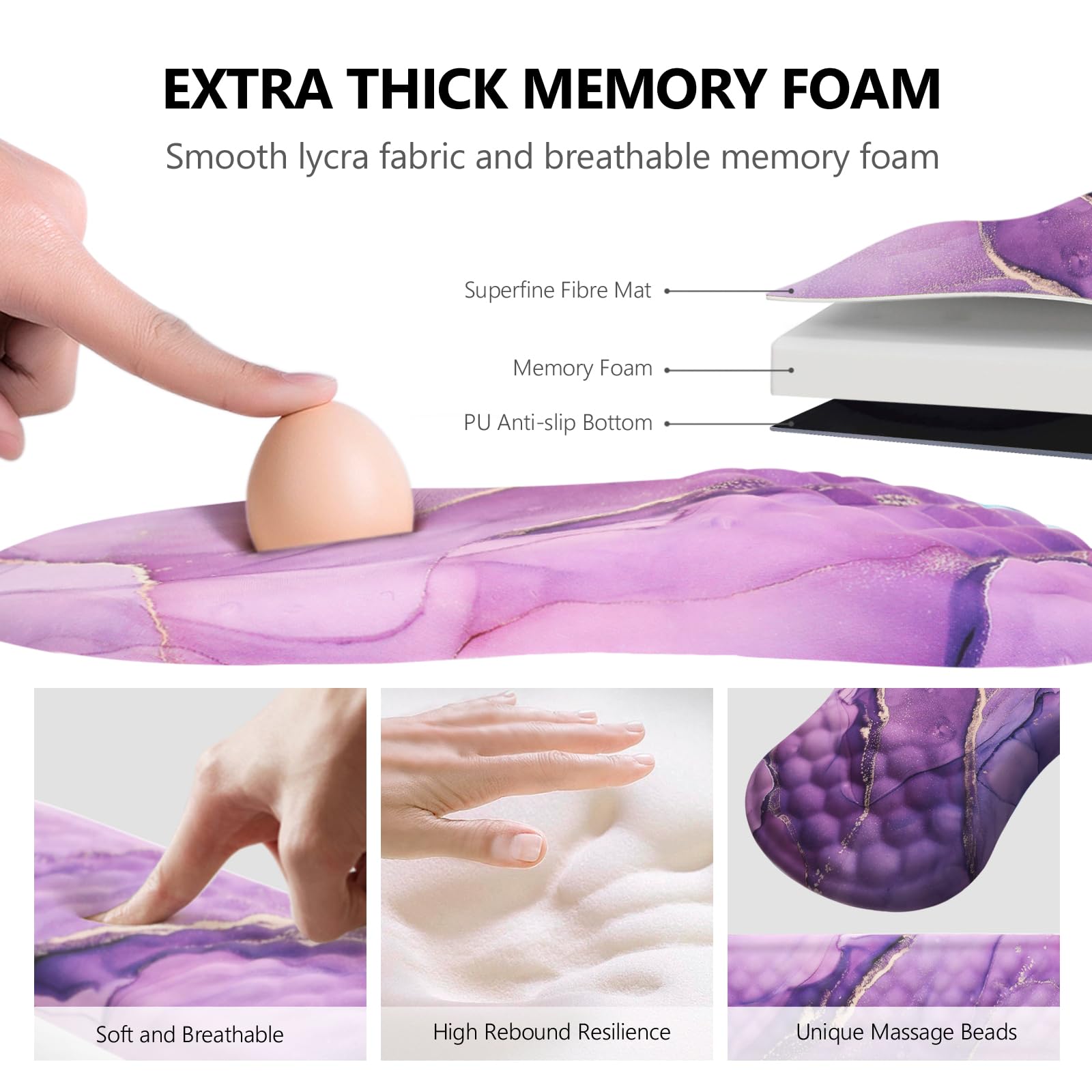 Ergonomic Mouse Pad with Wrist Support and Keyboard Wrist Rest Set | Memory Foam Wrist Cushion, Non-Slip PU Base, Massage Design, Relieves Wrist Pressure for Work, Gaming & Office Use