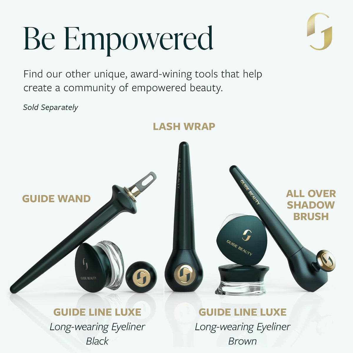 Guide Beauty Easy on the Eyes Collection; Eyeliner Brushes Set of Three, Premium Cosmetic Precision Makeup Brushes