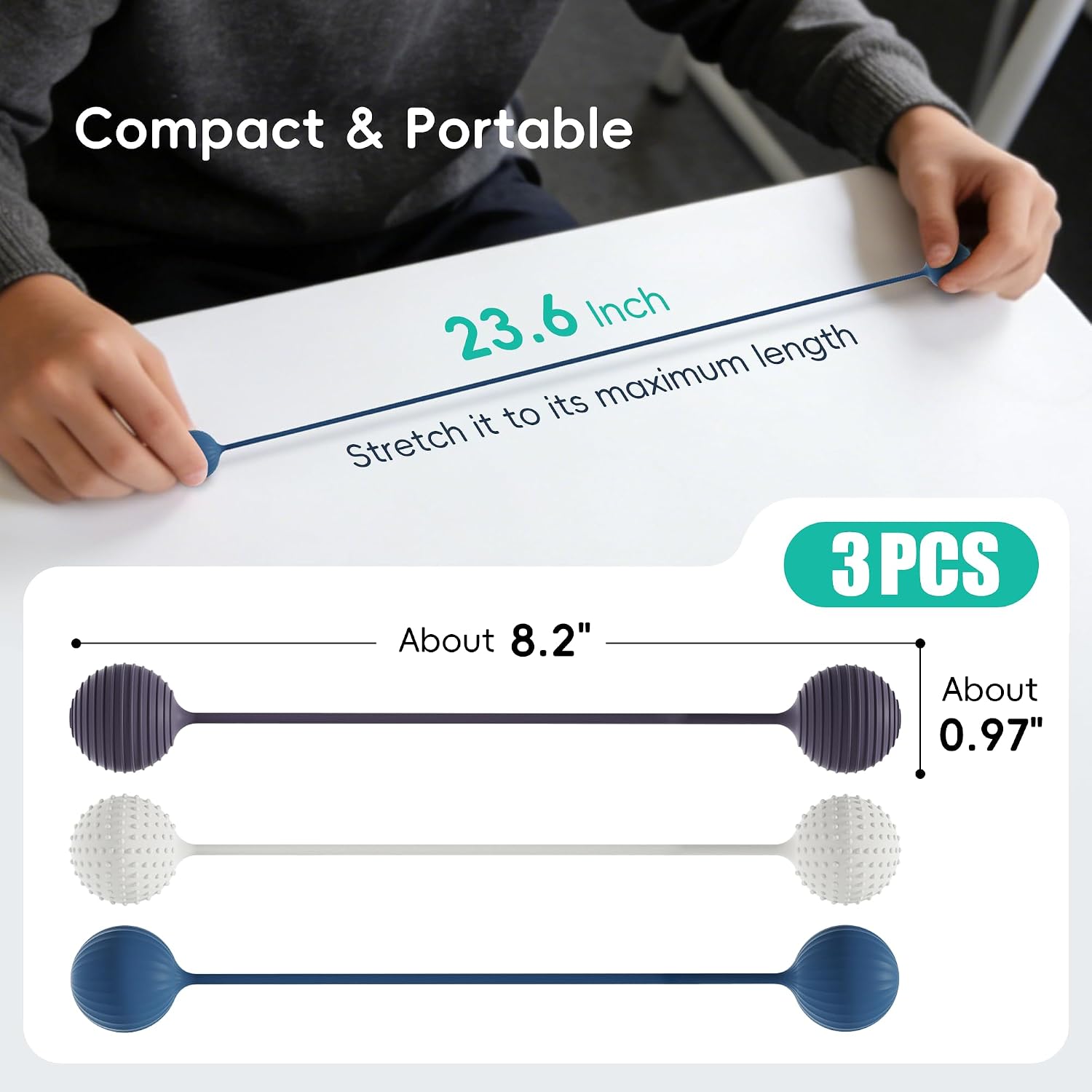 3 Pack Begleri Fidget Beads for Stress Relief & Skill Play,Silicone Worry Beads Fidget Toy,Unique Sensory Texture for Men Women Teens,Portable Home Office Desk Toy for Focus and Relaxation