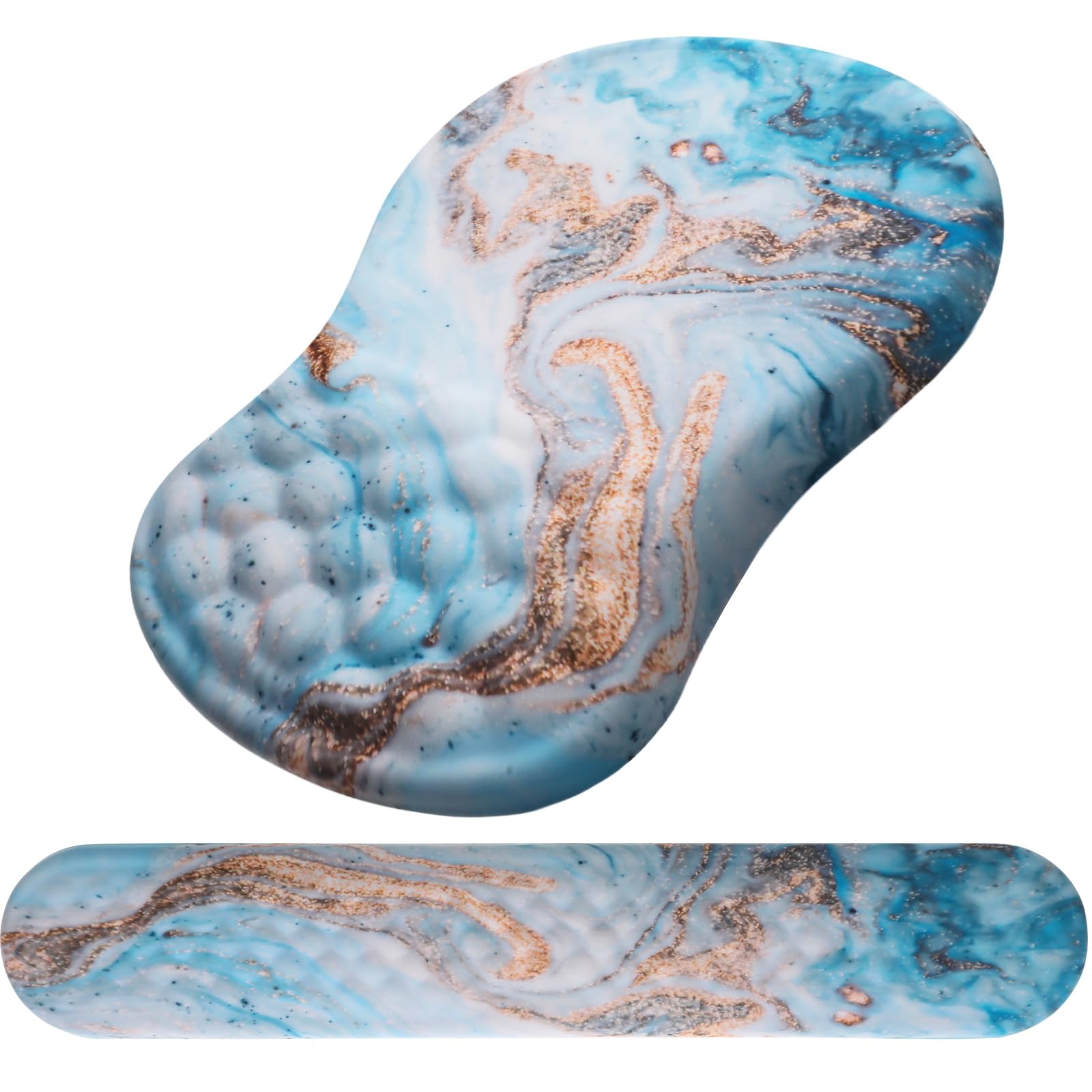 Ergonomic Mouse Pad with Wrist Support and Keyboard Wrist Rest Set | Memory Foam Wrist Cushion, Non-Slip PU Base, Massage Design, Relieves Wrist Pressure for Work, Gaming & Office Use