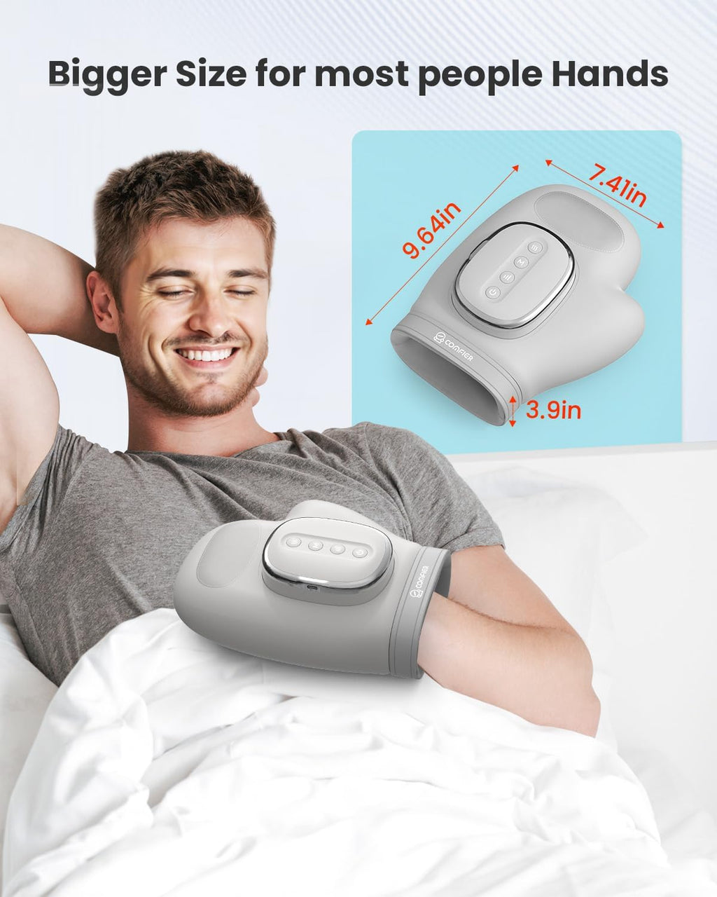 COMFIER Hand Massager with Heat and Compression for Arthritis Carpal Tunnel | Large Hand Chamber Fits Left or Right Hand, with 5 Compression Levels, 3 Modes, and 3 Heat Levels, Gift for Women Men
