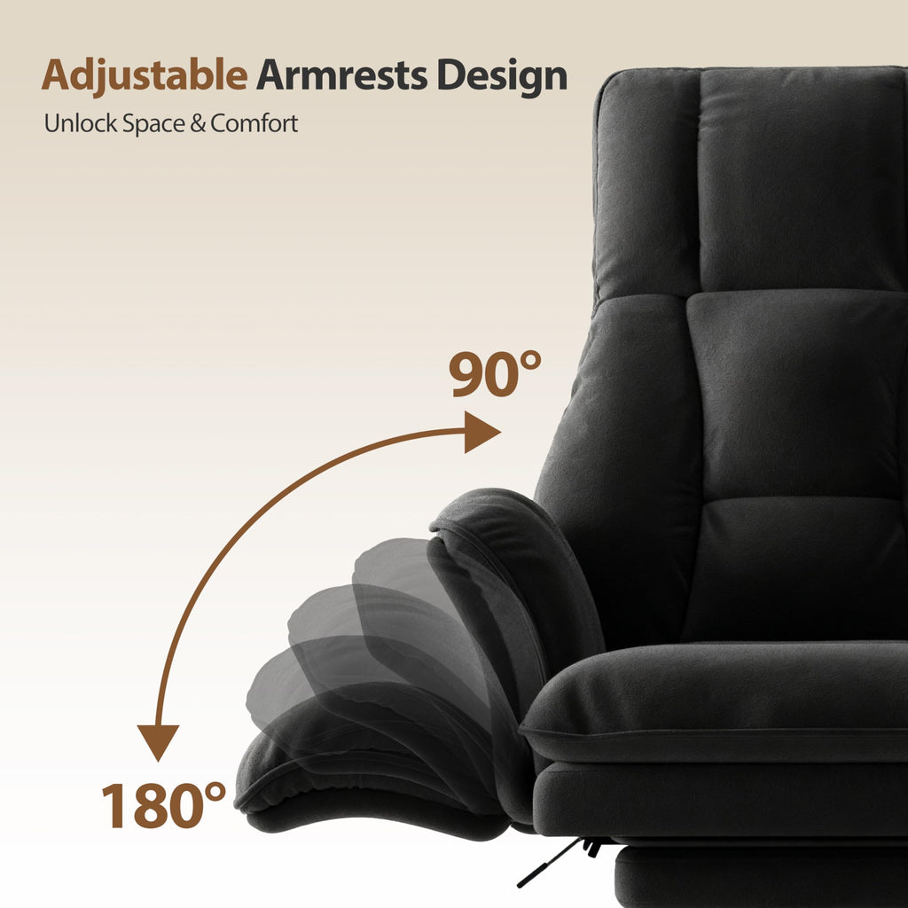 Big and Tall Office Chair, Flip Armrests for Pets & Cross Legged Sitting, Executive Ergonomic Computer Gaming Chair with Foot Rest, Premium Tech Fabric Wide Seat Reclining Desk Chair