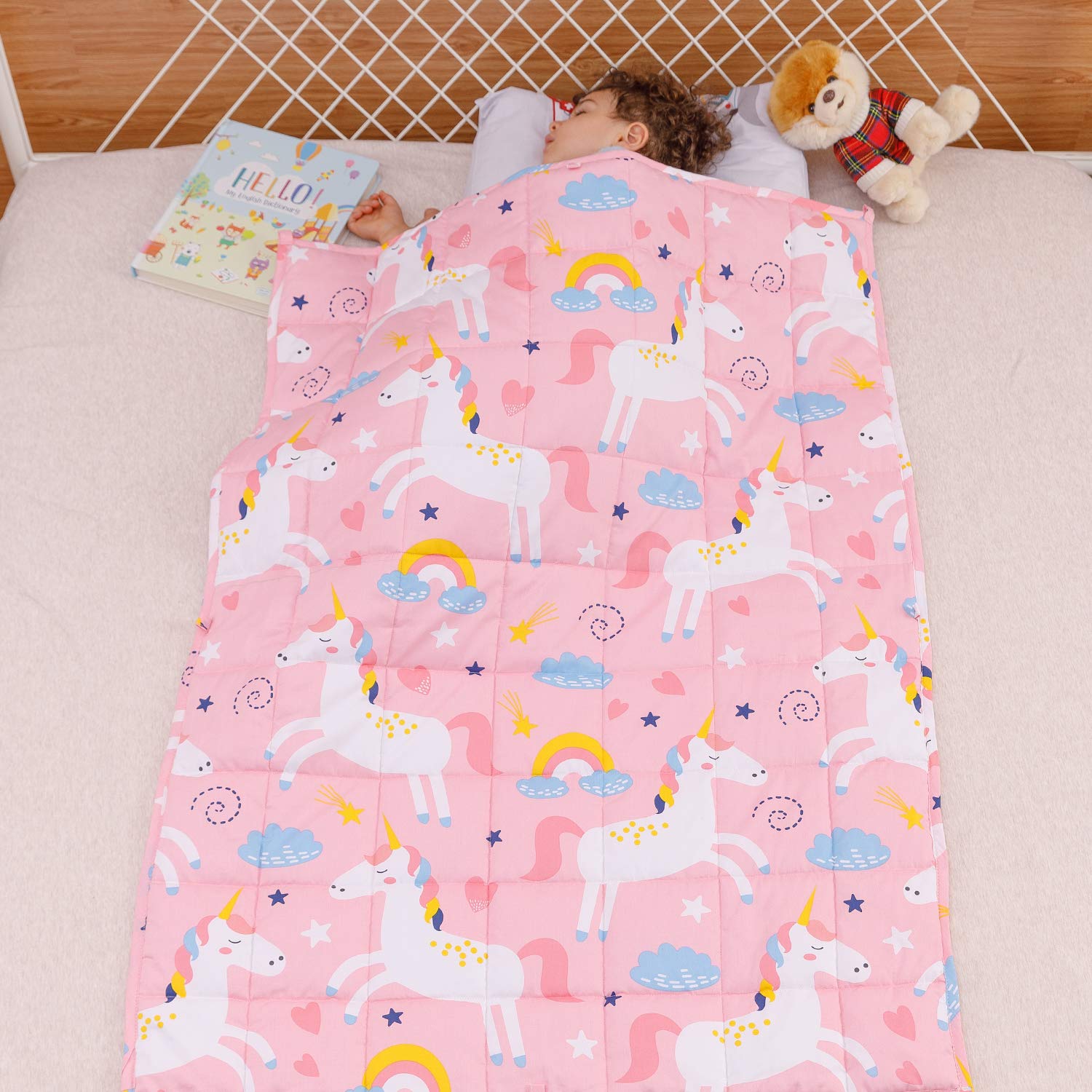 Sivio Weighted Blanket - All-Natural 100% Cotton Weighted Blanket 5 lbs 36 x 48 inches, Washable Breathable Heavy Blanket for Calm Sleeping for Home and School Nap, Blue Dinosaur