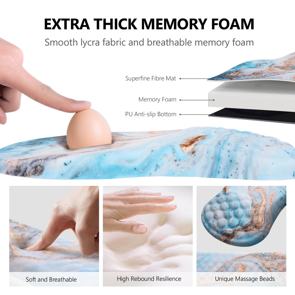 Ergonomic Mouse Pad with Wrist Support and Keyboard Wrist Rest Set | Memory Foam Wrist Cushion, Non-Slip PU Base, Massage Design, Relieves Wrist Pressure for Work, Gaming & Office Use
