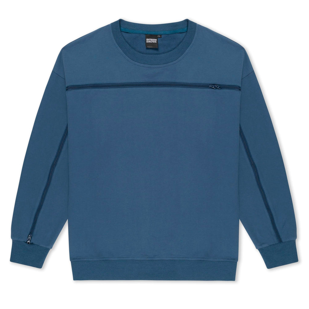95% Cotton Crewneck with Full Arm & Chest Access | Dialysis, Chemo & IV Infusion Sweatshirt | Unisex Relaxed Fit
