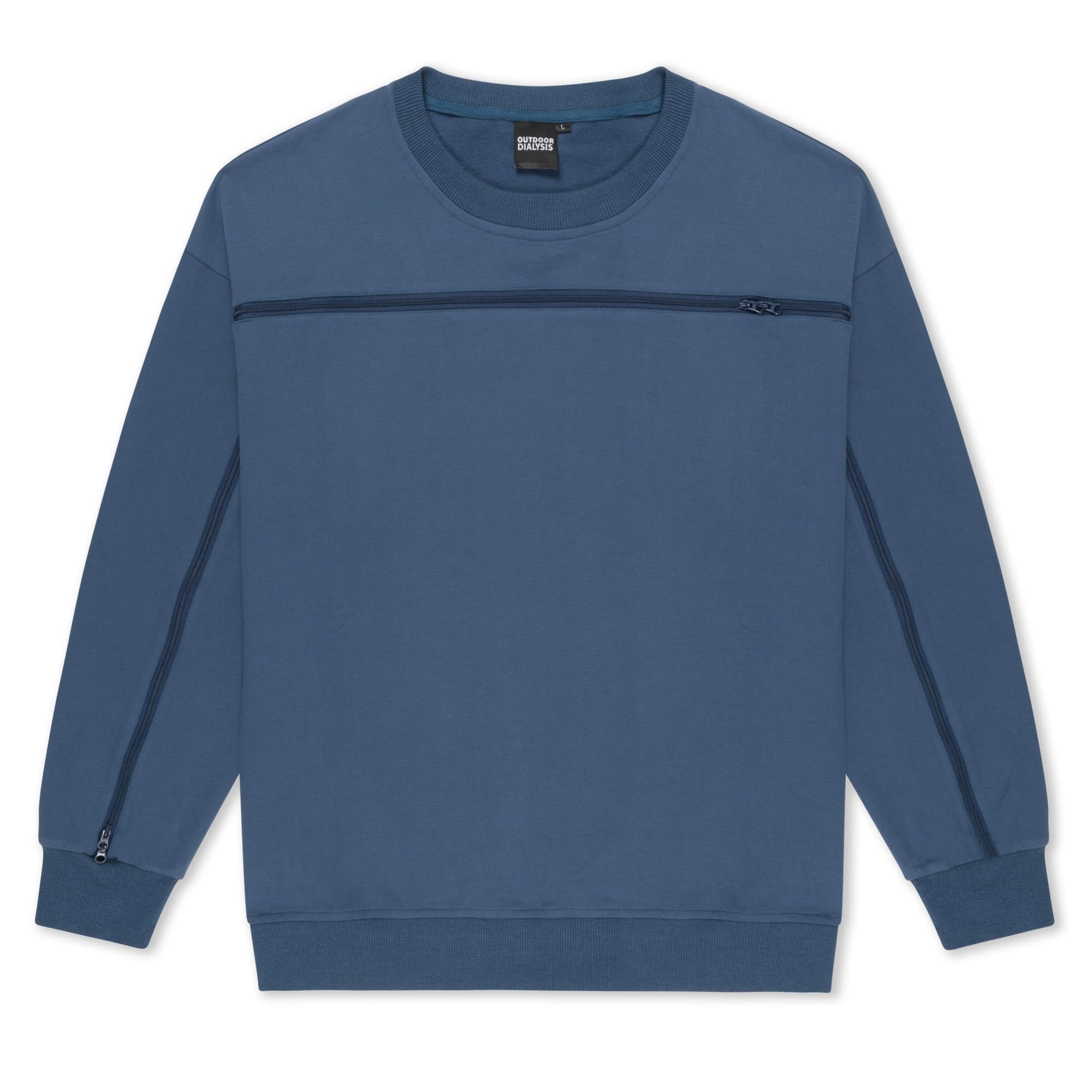 95% Cotton Crewneck with Full Arm & Chest Access | Dialysis, Chemo & IV Infusion Sweatshirt | Unisex Relaxed Fit
