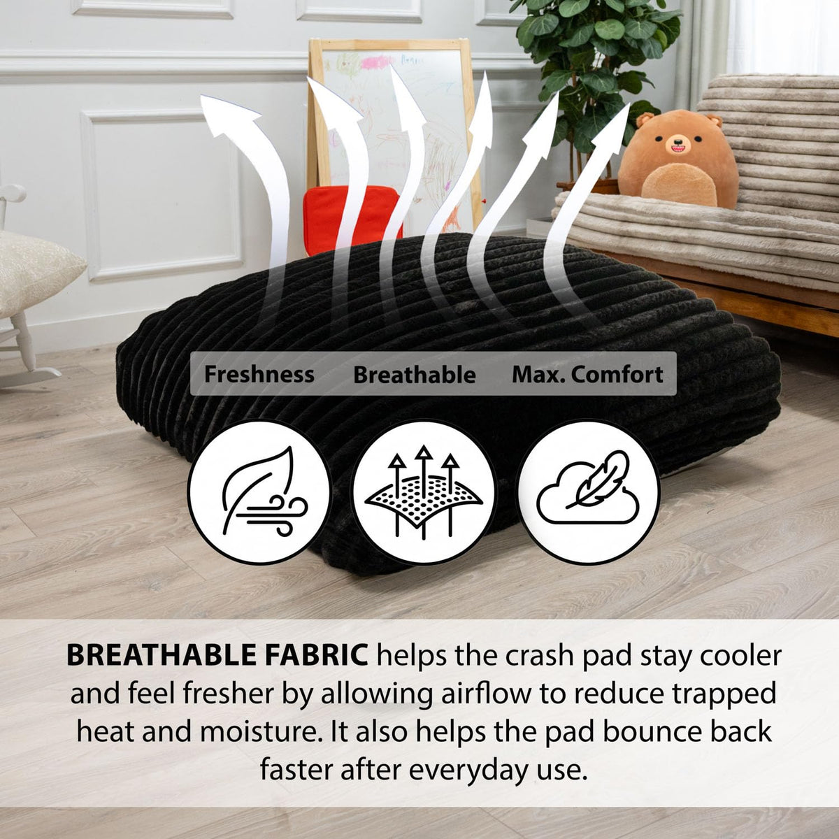 Matini Home Crash Pad - Sensory Pad with Cover Foam Blocks for Kids and Adults, Ideal Gymnastics Equipment to Jump, Play or Relax - Grey White 36" X 36"