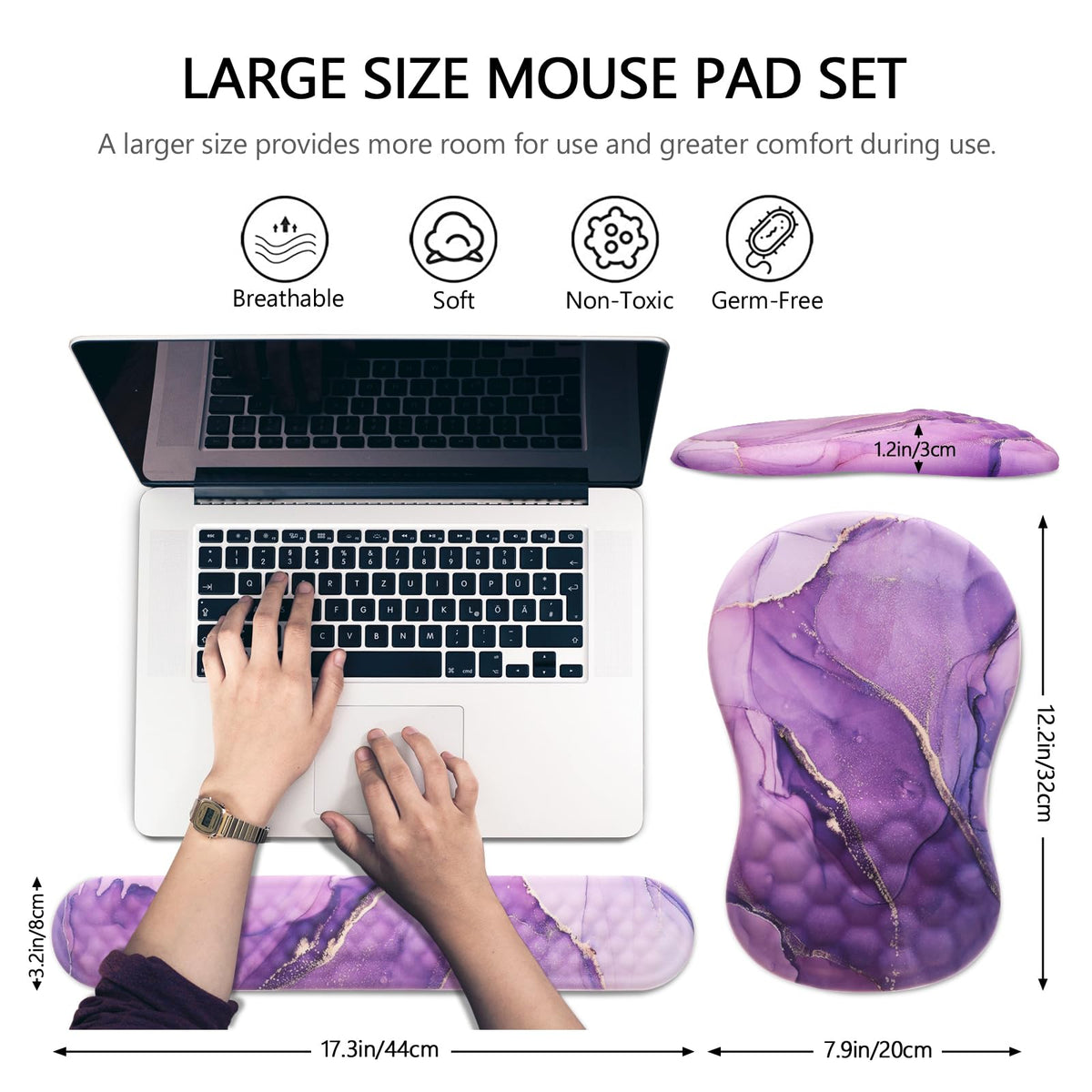 Ergonomic Mouse Pad with Wrist Support and Keyboard Wrist Rest Set | Memory Foam Wrist Cushion, Non-Slip PU Base, Massage Design, Relieves Wrist Pressure for Work, Gaming & Office Use