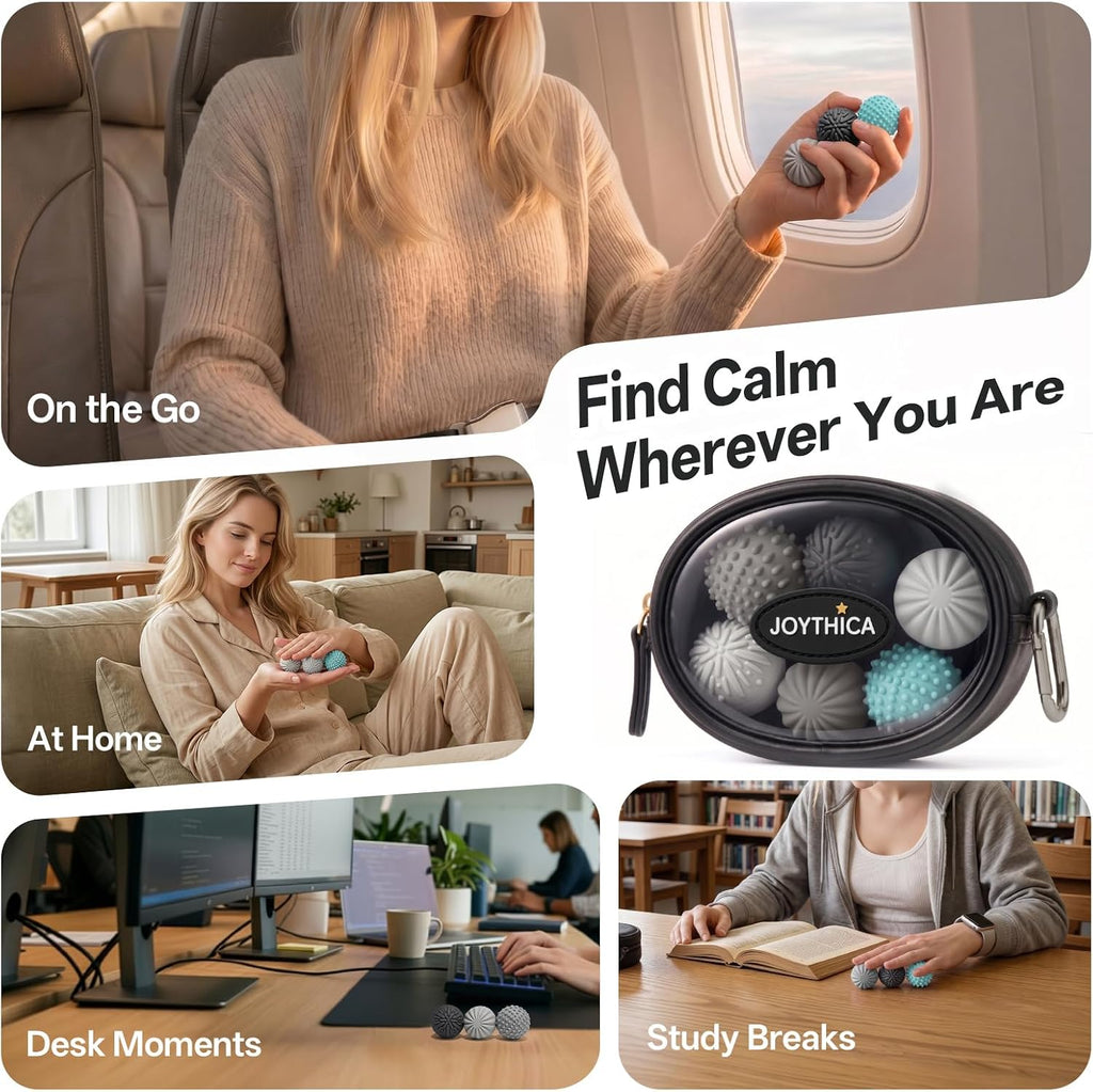 Silicone Magnetic Fidget Balls Stress Relief Toy for Adults, Teens | 6PCS 1.26" Upsized Sensory Balls Quiet Fidget Toys for Autism ADHD Anxiety, Desk Gadgets, Stocking Stuffer Gift for Women Men