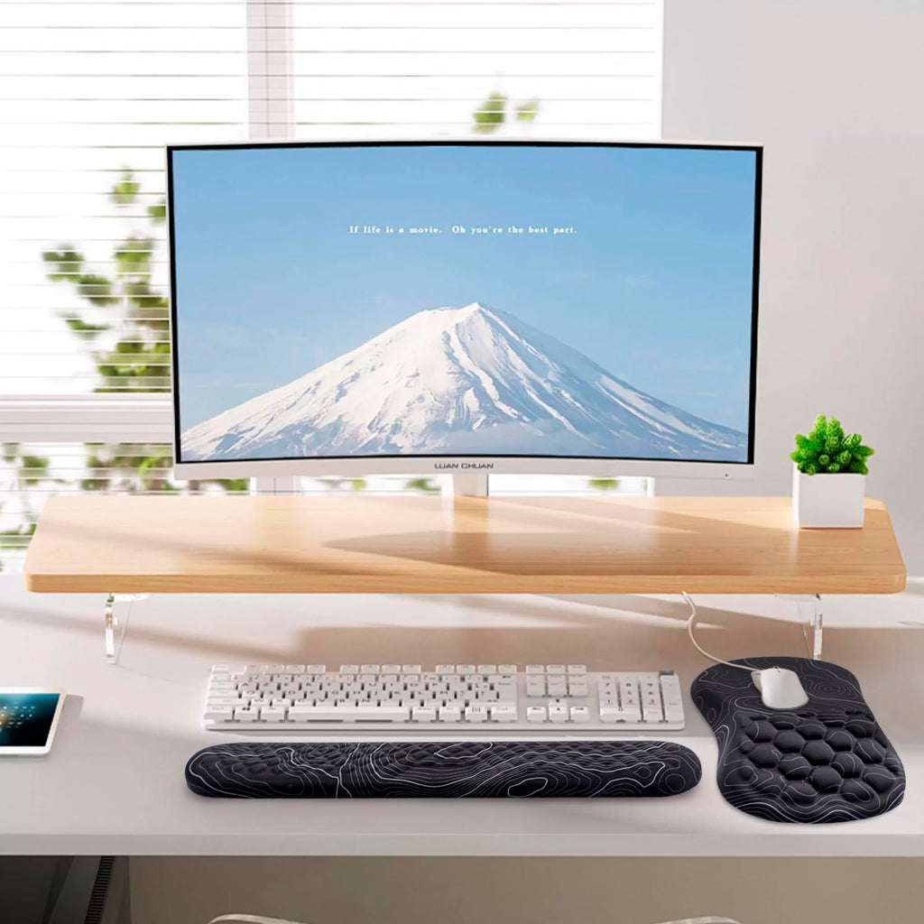 Ergonomic Mouse Pad with Wrist Support and Keyboard Wrist Rest Set | Memory Foam Wrist Cushion, Non-Slip PU Base, Massage Design, Relieves Wrist Pressure for Work, Gaming & Office Use