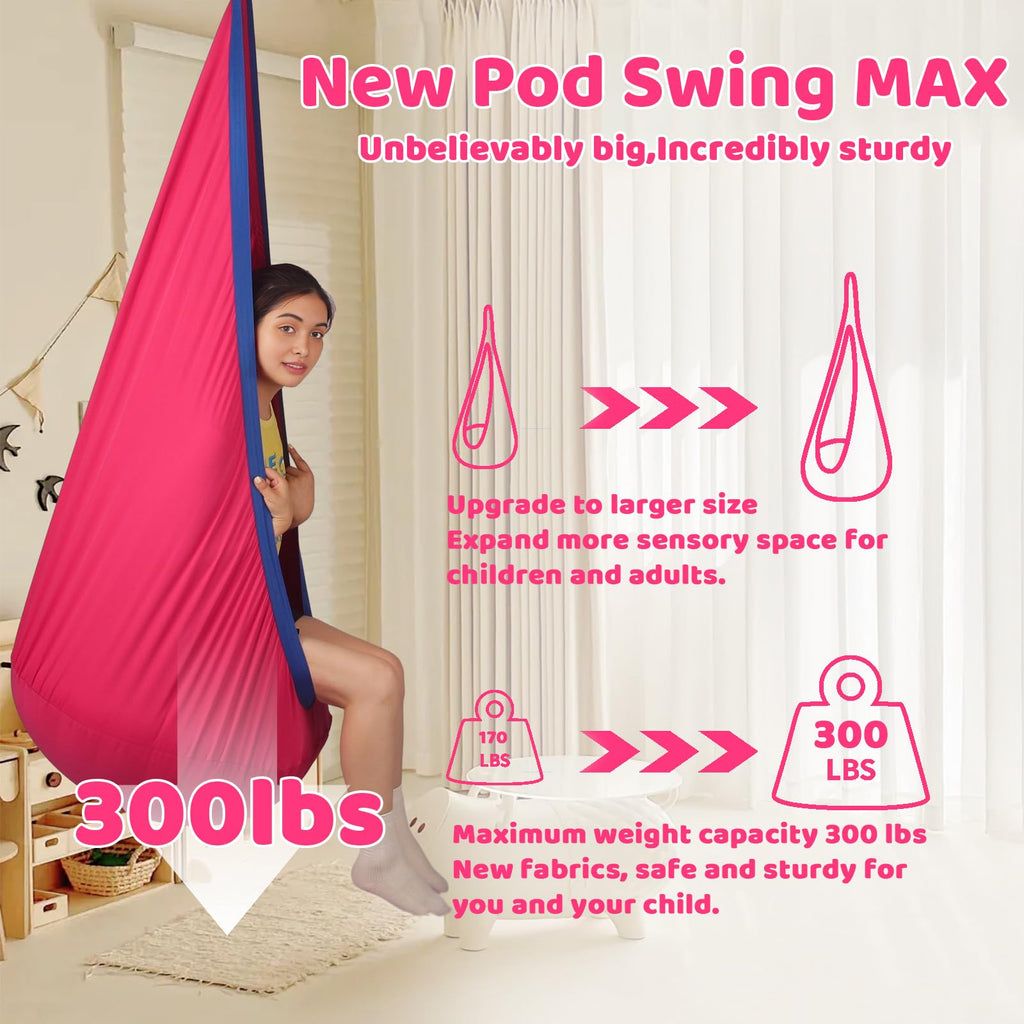 Sensory Pod Swing for Kids | Hammock Chair Seat, Inflatable Cushion, Includes Hardware Hanger Kit for Aspergers Autism ADHD