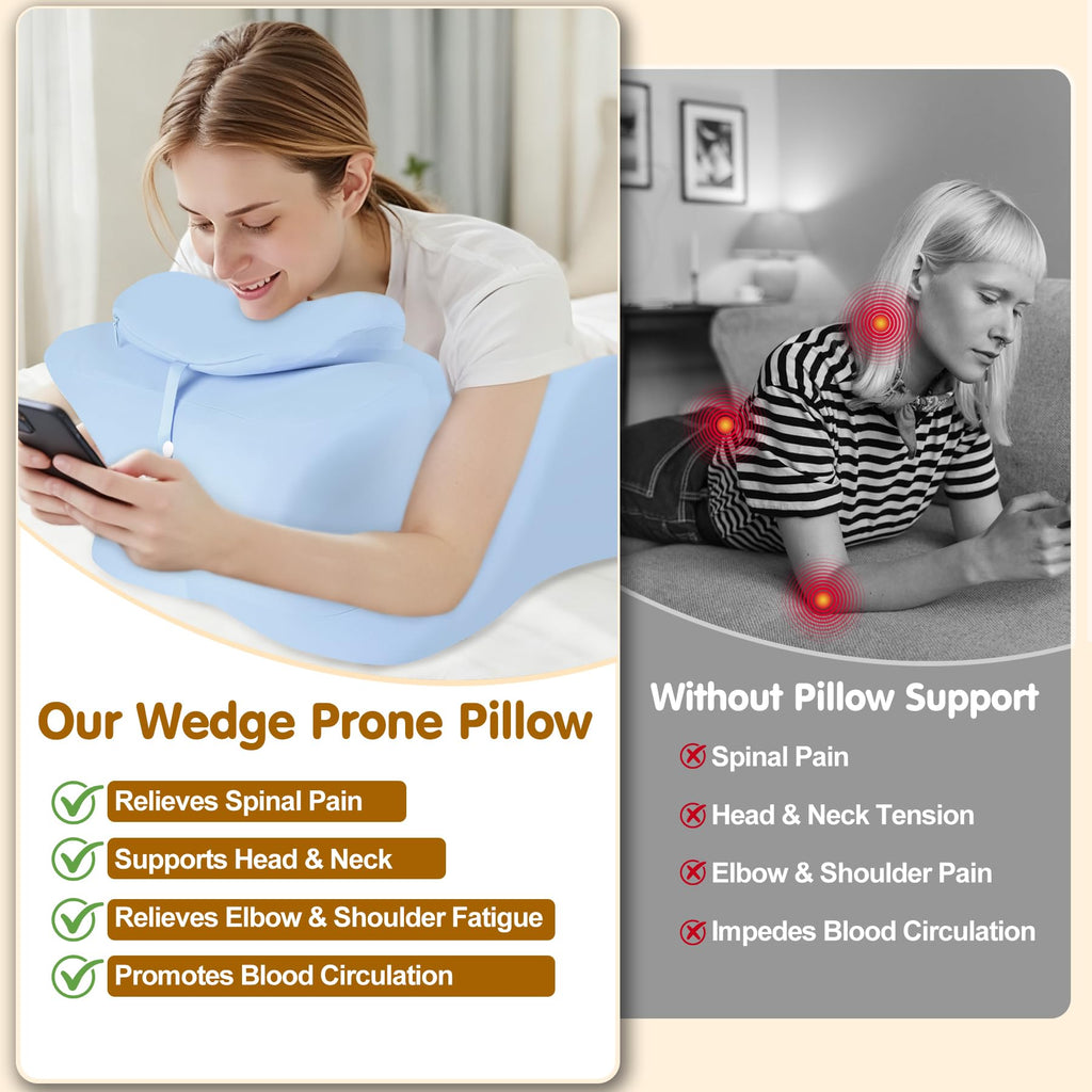 MYFAMIREA Memory Foam Ergonomic Wedge Pillow for Adults - Prone Pillow for Bed Sleeping, Reading, Memory Foam Ergonomic Cushion for Back Support, Sitting Up and Back Pain, with Removable Cover (Black)