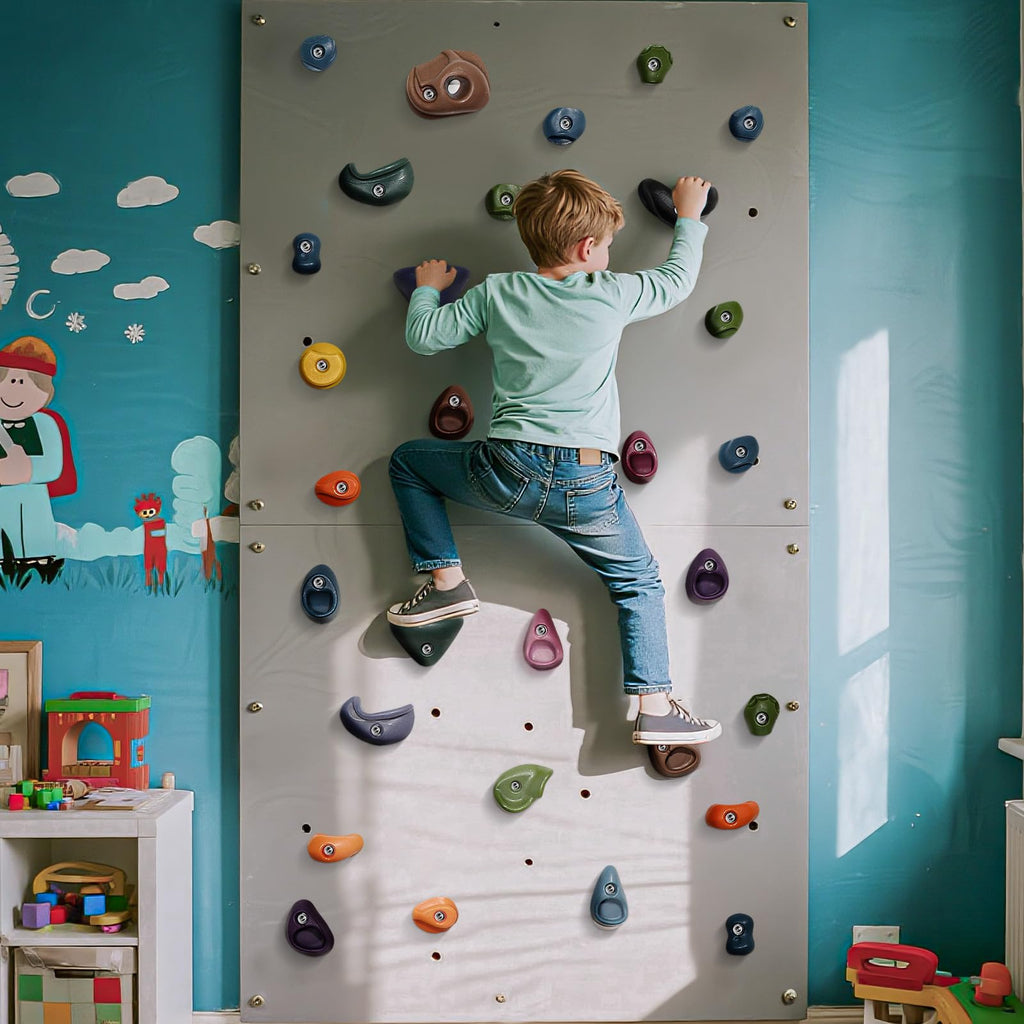 TOPNEW 32 Rock Climbing Holds Multi Size for Kids, Adult Rock Wall Holds Climbing Rock Wall Grips for Indoor and Outdoor Playground Play Set - Includes 2 Inch Mounting Hardware
