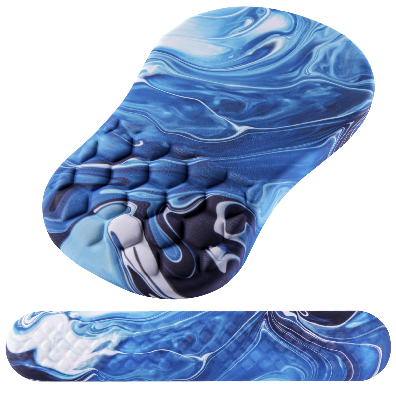Ergonomic Mouse Pad with Wrist Support and Keyboard Wrist Rest Set | Memory Foam Wrist Cushion, Non-Slip PU Base, Massage Design, Relieves Wrist Pressure for Work, Gaming & Office Use