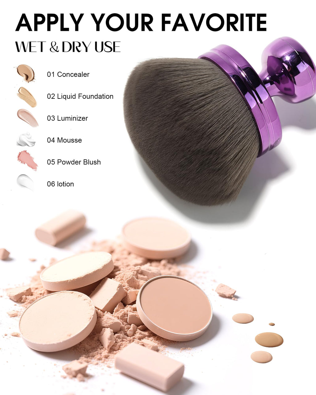 Ultra Large Blend & Blur Kabuki Brush for Body Leg Makeup Tattoo Cover Up Self Tanning, Self Tanner Brush for Self Tan, Back Tanning Applicator for Sunscreen Lotion Bronzers, Body Coverage Perfector