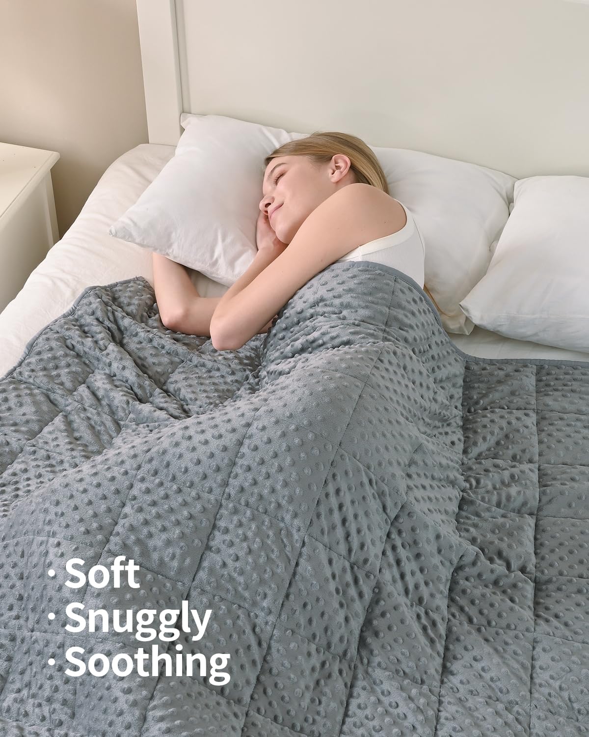 Mr. Sandman Weighted Blanket for Adults Queen Size 15 lbs, Soft Cooling Heavy Minky Blanket for Sleep, Washable Throw Blanket with Glass Beads, 60 x 80 Inches, Grey