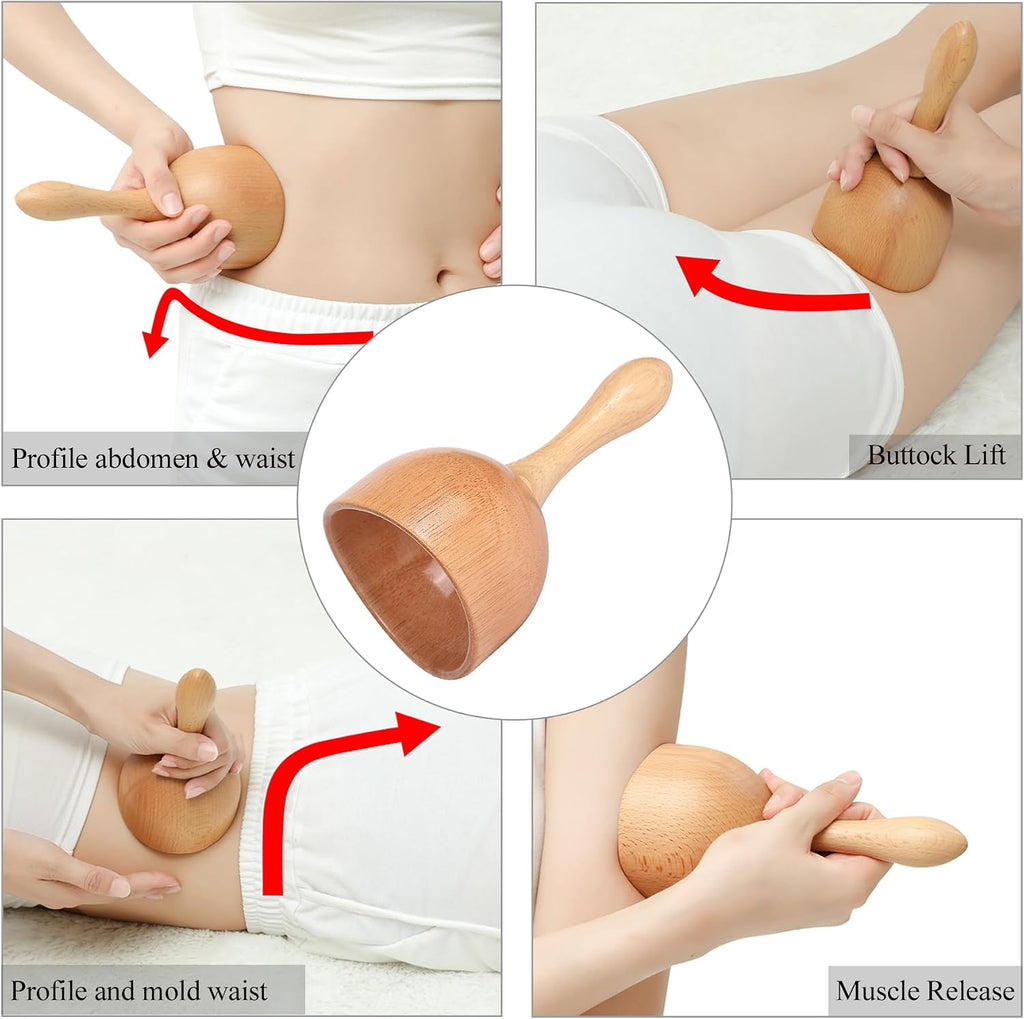 Komogir Wood Therapy Massage Tools 5-in-1 Lymphatic Drainage Massager Maderoterapia Kit Wooden Massager Body Sculpting Tools for Muscle Pain Relief, Anti-Cellulite, Body Contouring and Shaping