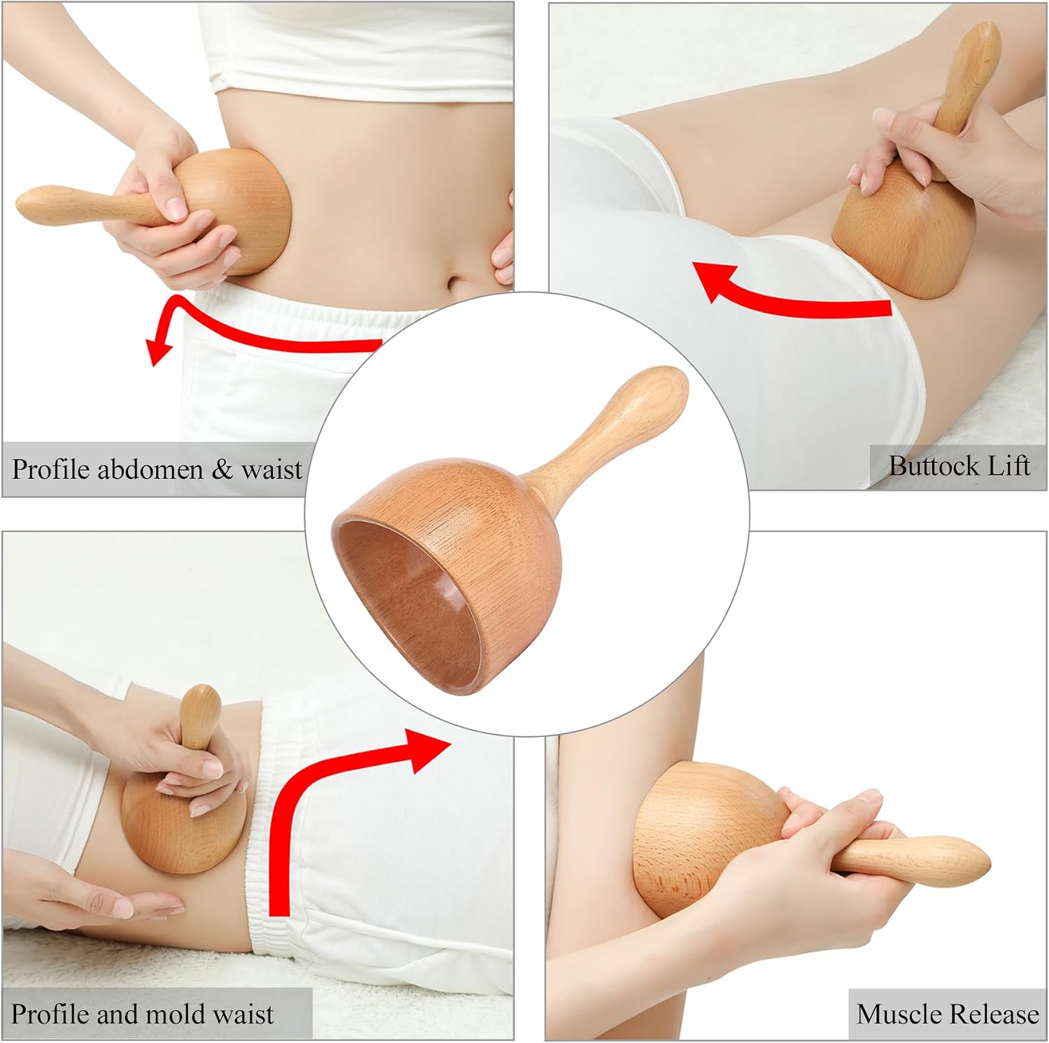Komogir Wood Therapy Massage Tools 5-in-1 Lymphatic Drainage Massager Maderoterapia Kit Wooden Massager Body Sculpting Tools for Muscle Pain Relief, Anti-Cellulite, Body Contouring and Shaping