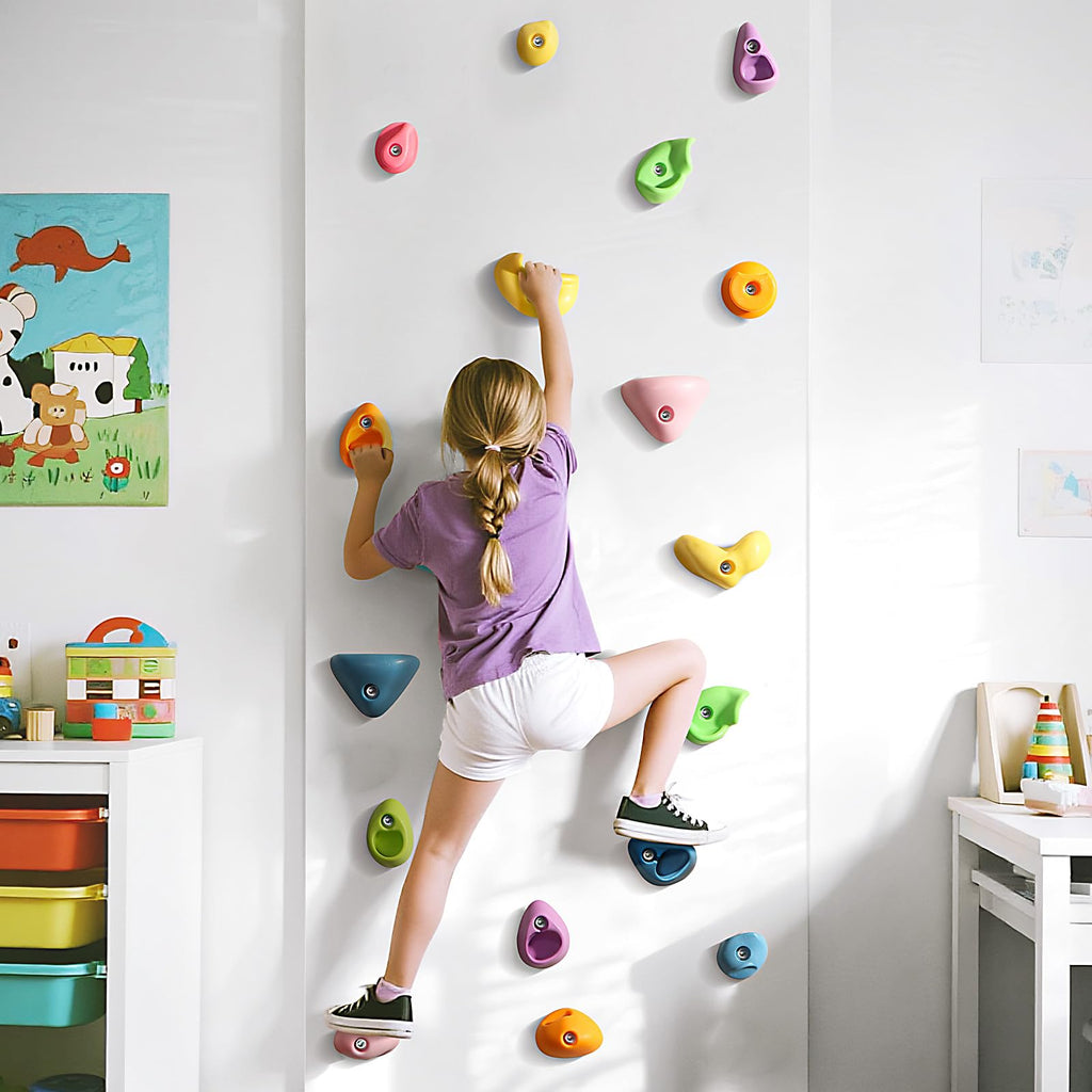 TOPNEW 32 Rock Climbing Holds Multi Size for Kids, Adult Rock Wall Holds Climbing Rock Wall Grips for Indoor and Outdoor Playground Play Set - Includes 2 Inch Mounting Hardware