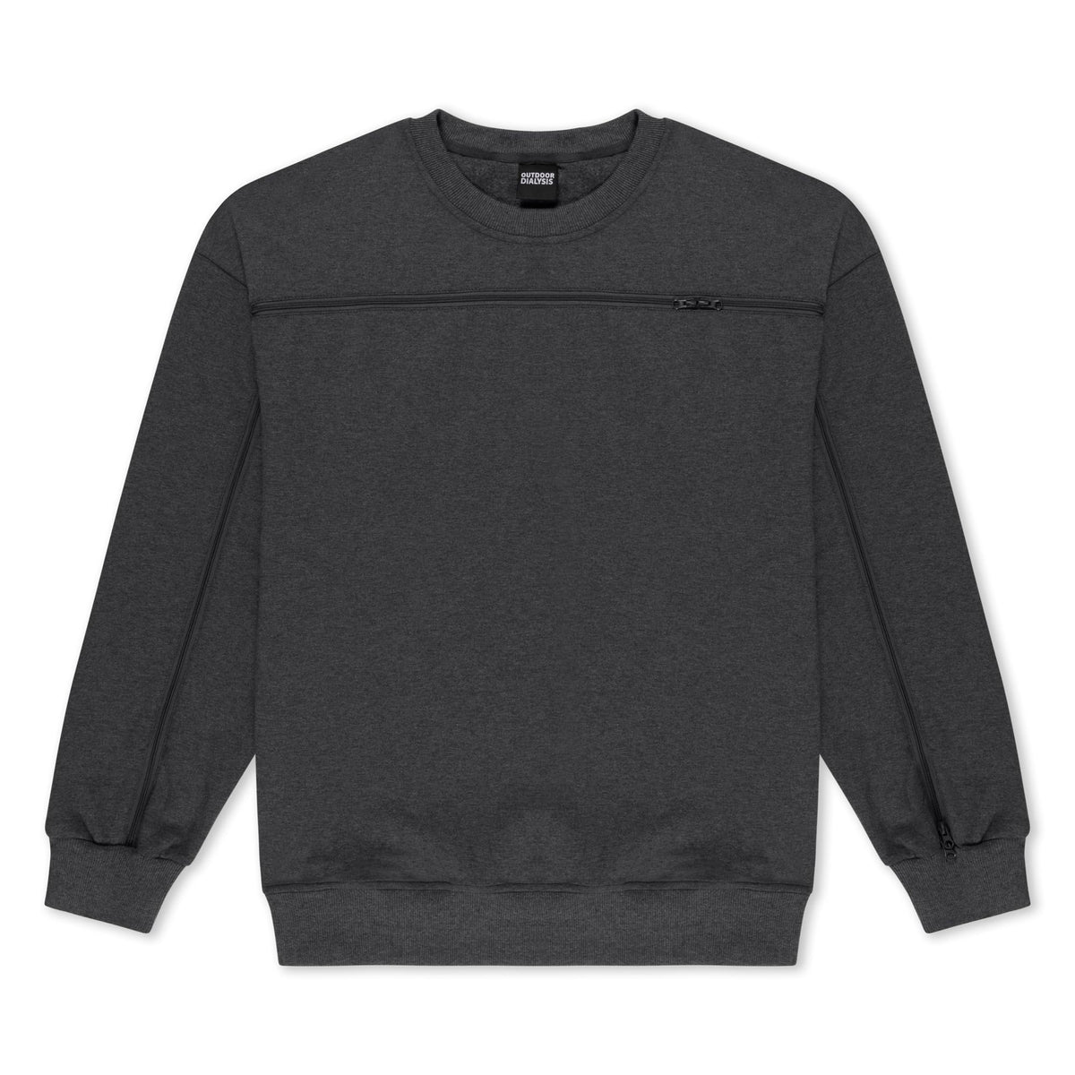 95% Cotton Crewneck with Full Arm & Chest Access | Dialysis, Chemo & IV Infusion Sweatshirt | Unisex Relaxed Fit