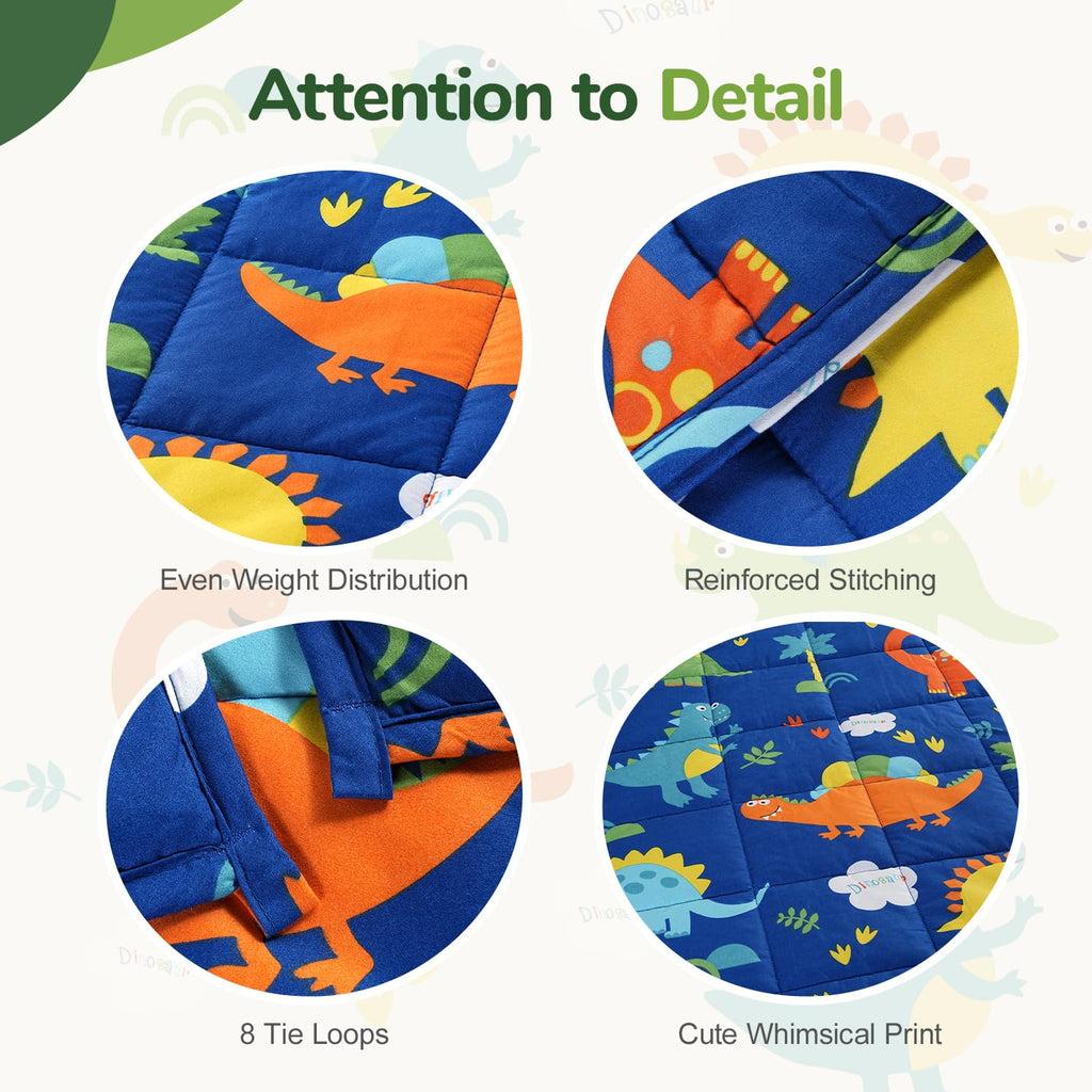 Sivio Weighted Blanket 5lbs, Blue Dinosaur Cooling Weighted Lap Blanket, Breathable Heavy Throw Blankets for Sleeping, Washable, 36"x48"