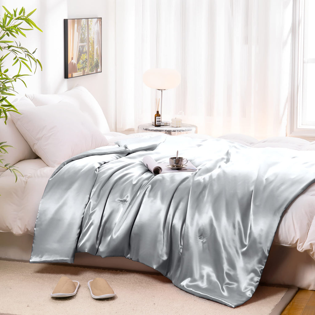 Vonty Dark Grey Satin Throw Blanket 50x60In, Cooling Silky Wrinkle-Free | Gentle On Hair, Machine Washable Easy Care, All-Season Warmth And Cooling, Multipurpose Bed Sofa Travel, Textured Cable Knit