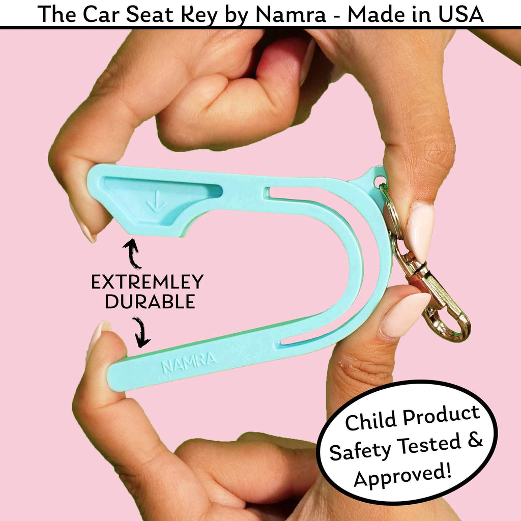 The Car Seat Key - Original Car Seat Key Chain Buckle Release Tool - Easy Unbuckle Opener Aid for Nails, Parents, Grandparents & Older Children by NAMRA Made in USA (Black)