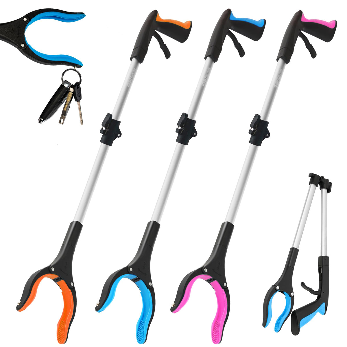 32 inch GrabRunner Heavy Duty(up to 10 lbs) Reacher Grabber Tool with Strong Magnetic (New Pink) 1 Pack