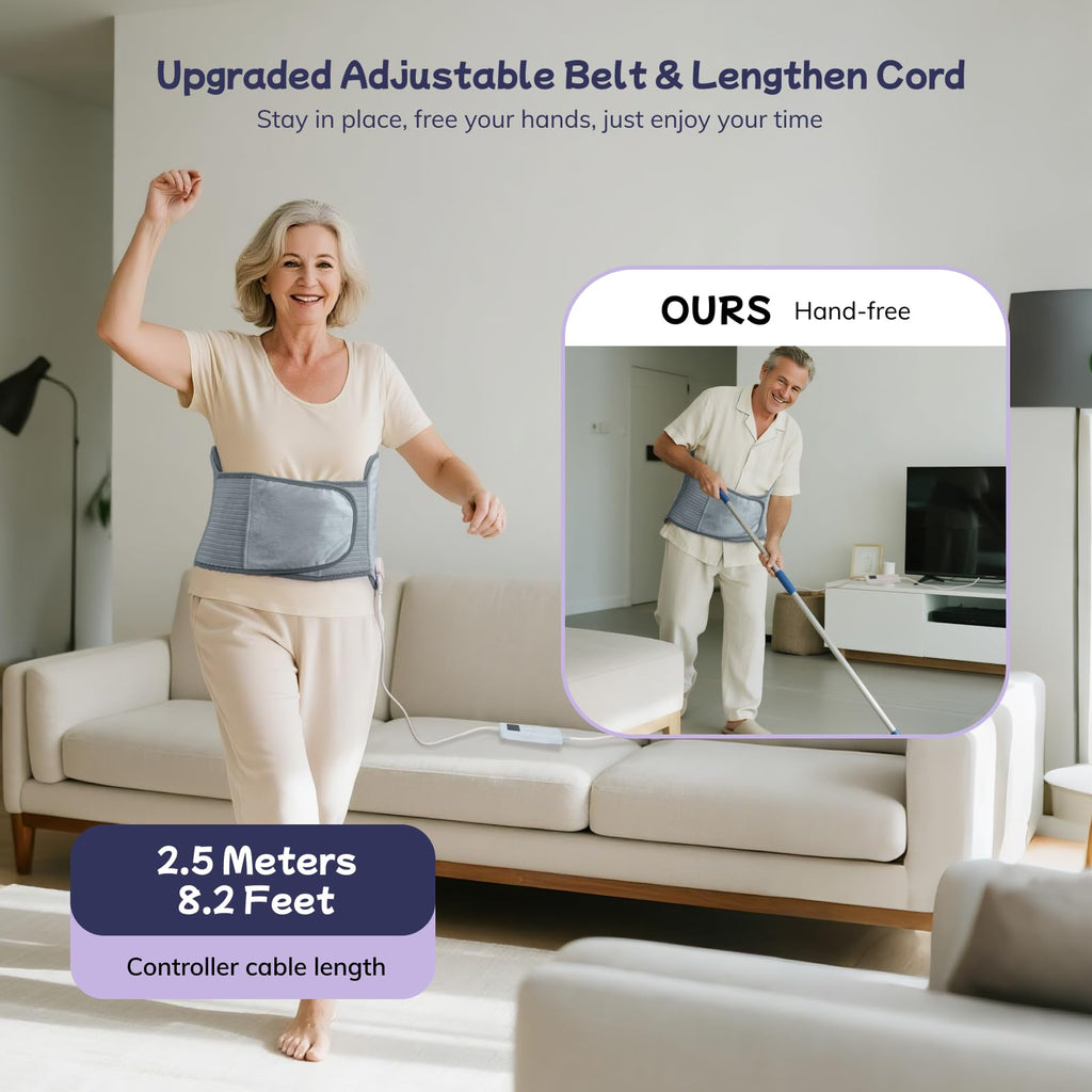 Heating Pad for Period Cramps, Upgraded Wrap Heating Pad for Back Pain Relief, Large 12''x 24''Heat Pad +26" Belt Adjustable 4 Timer 6 Heat Level Auto Shut Off, Christmas Birthday Gifts for Women Mom
