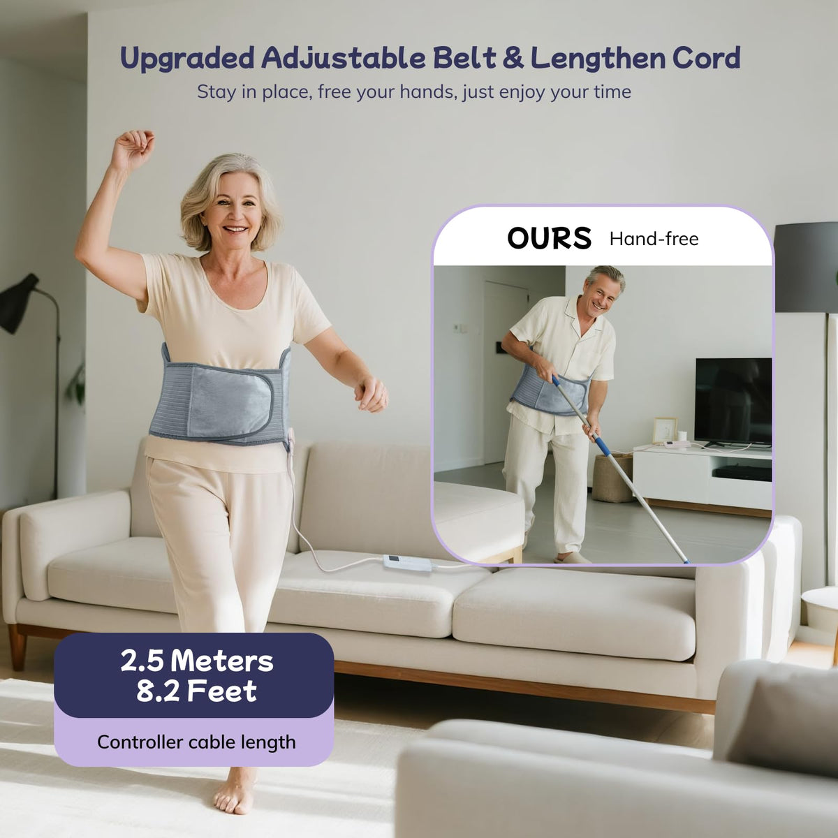 Heating Pad for Period Cramps, Upgraded Wrap Heating Pad for Back Pain Relief, Large 12''x 24''Heat Pad +26" Belt Adjustable 4 Timer 6 Heat Level Auto Shut Off, Christmas Birthday Gifts for Women Mom