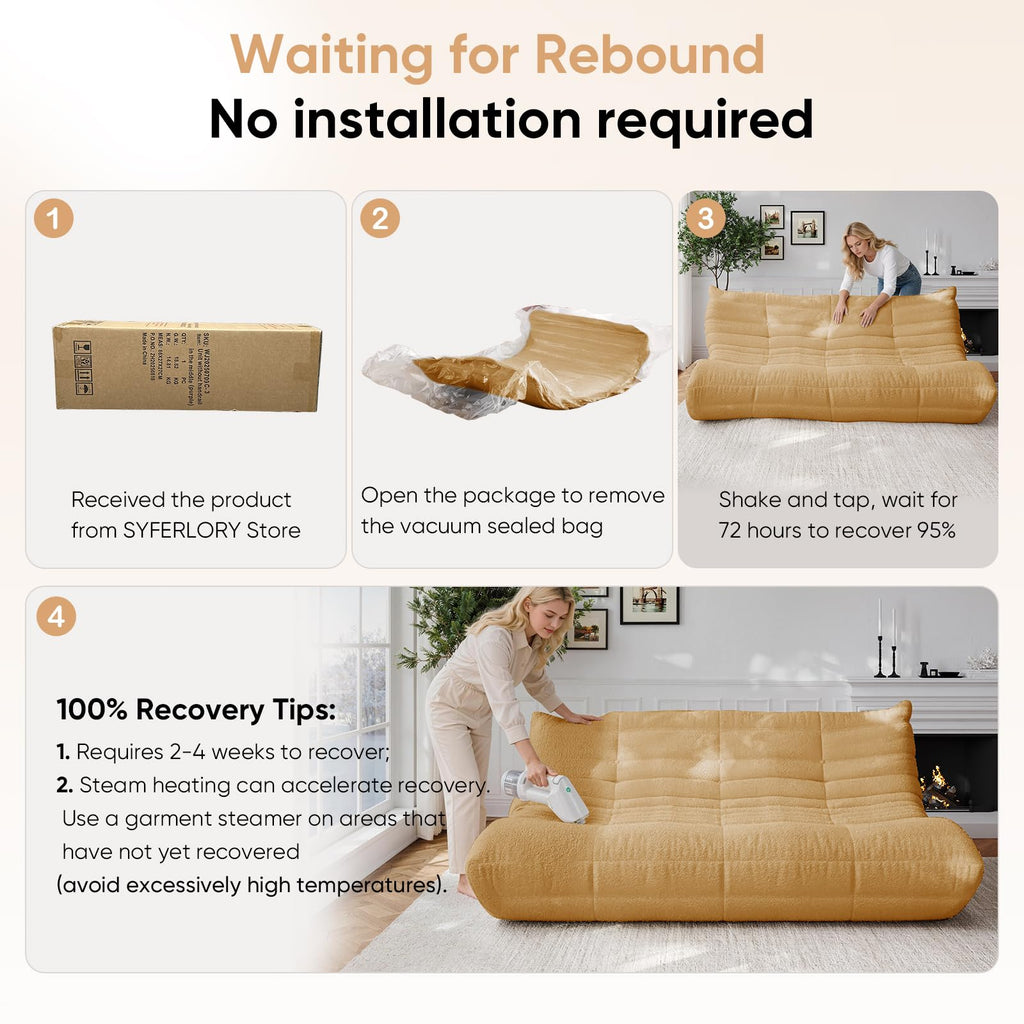 Adults Bean Bag Chairs Lazy Floor Sofa Togo Couch Comfy Memory Foam Reading Chair Teddy Fleece BeanBag for Living Room Bedroom Dorm Office Gaming Room, Green, 1 Seater