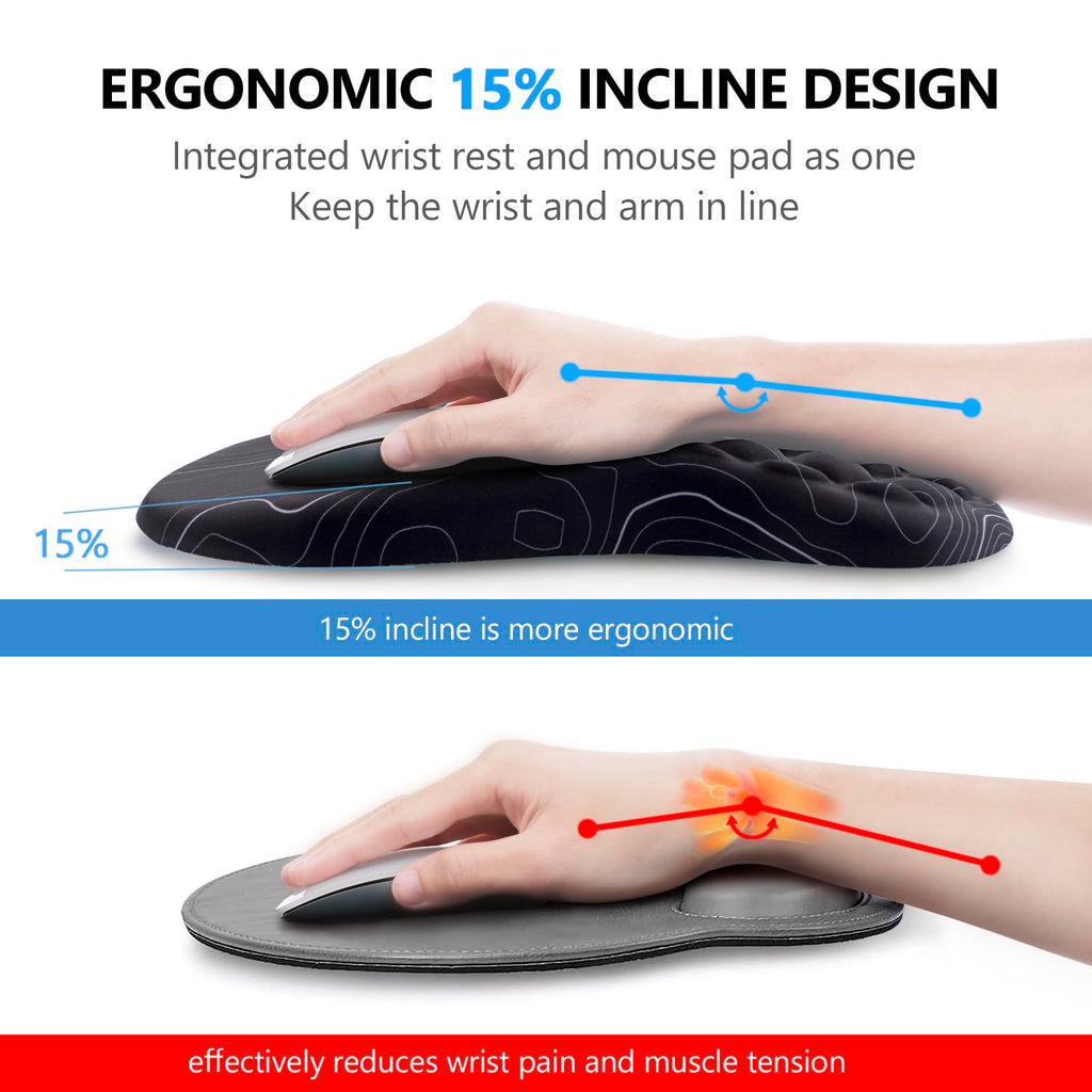 Ergonomic Mouse Pad with Wrist Support and Keyboard Wrist Rest Set | Memory Foam Wrist Cushion, Non-Slip PU Base, Massage Design, Relieves Wrist Pressure for Work, Gaming & Office Use
