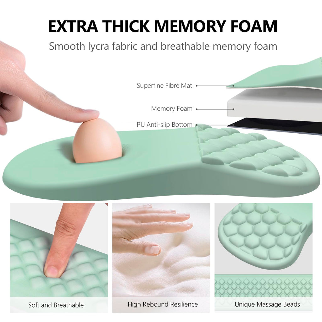 Ergonomic Mouse Pad with Wrist Support and Keyboard Wrist Rest Set | Memory Foam Wrist Cushion, Non-Slip PU Base, Massage Design, Relieves Wrist Pressure for Work, Gaming & Office Use