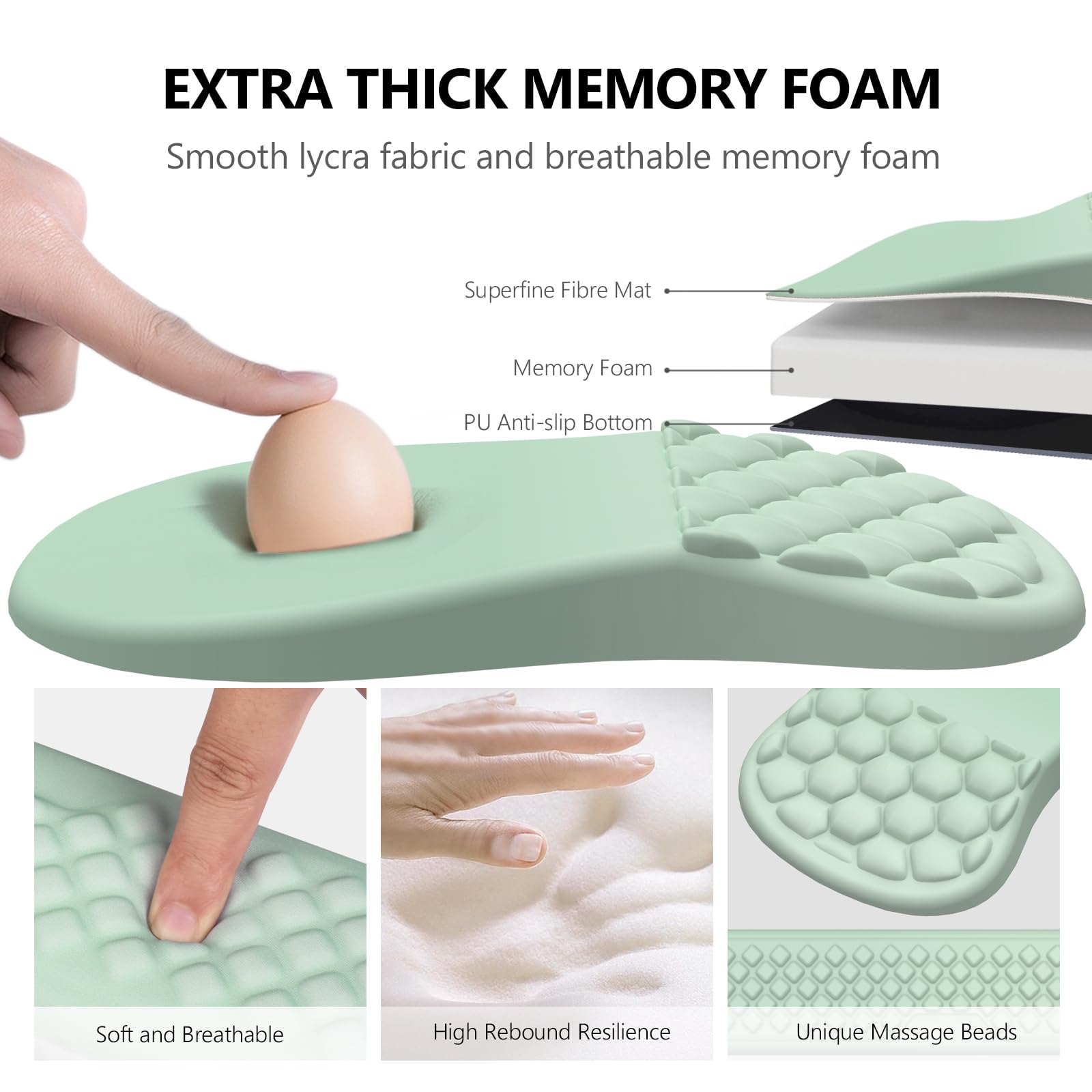 Ergonomic Mouse Pad with Wrist Support and Keyboard Wrist Rest Set | Memory Foam Wrist Cushion, Non-Slip PU Base, Massage Design, Relieves Wrist Pressure for Work, Gaming & Office Use