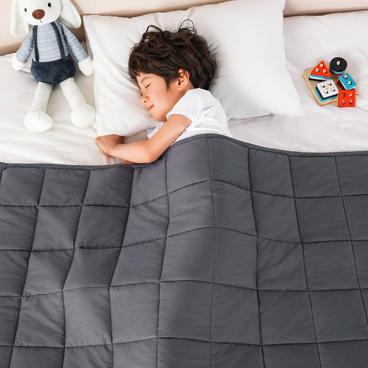Sivio Weighted Blanket - All-Natural 100% Cotton Weighted Blanket 5 lbs 36 x 48 inches, Washable Breathable Heavy Blanket for Calm Sleeping for Home and School Nap, Blue Dinosaur