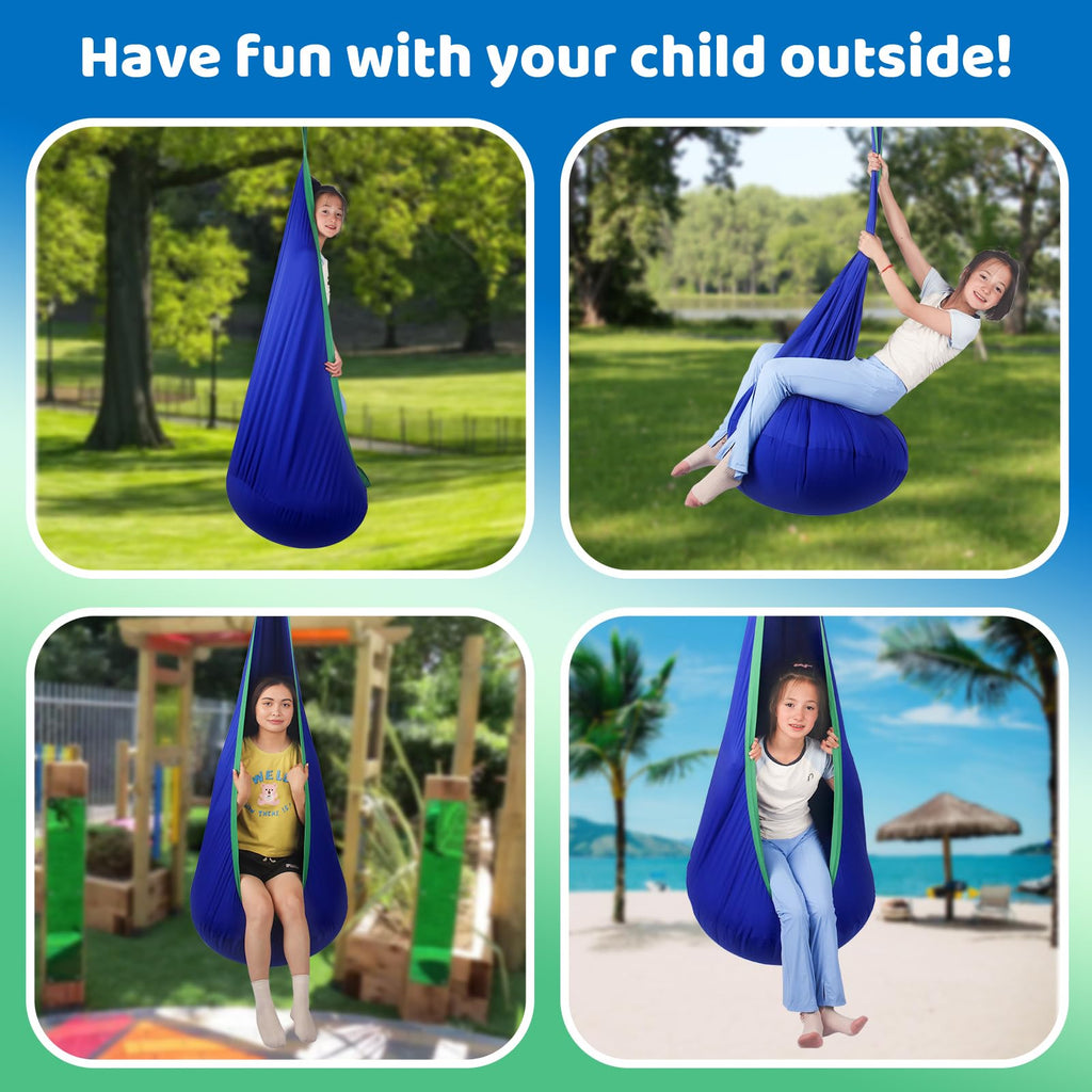 Sensory Pod Swing for Kids | Hammock Chair Seat, Inflatable Cushion, Includes Hardware Hanger Kit for Aspergers Autism ADHD
