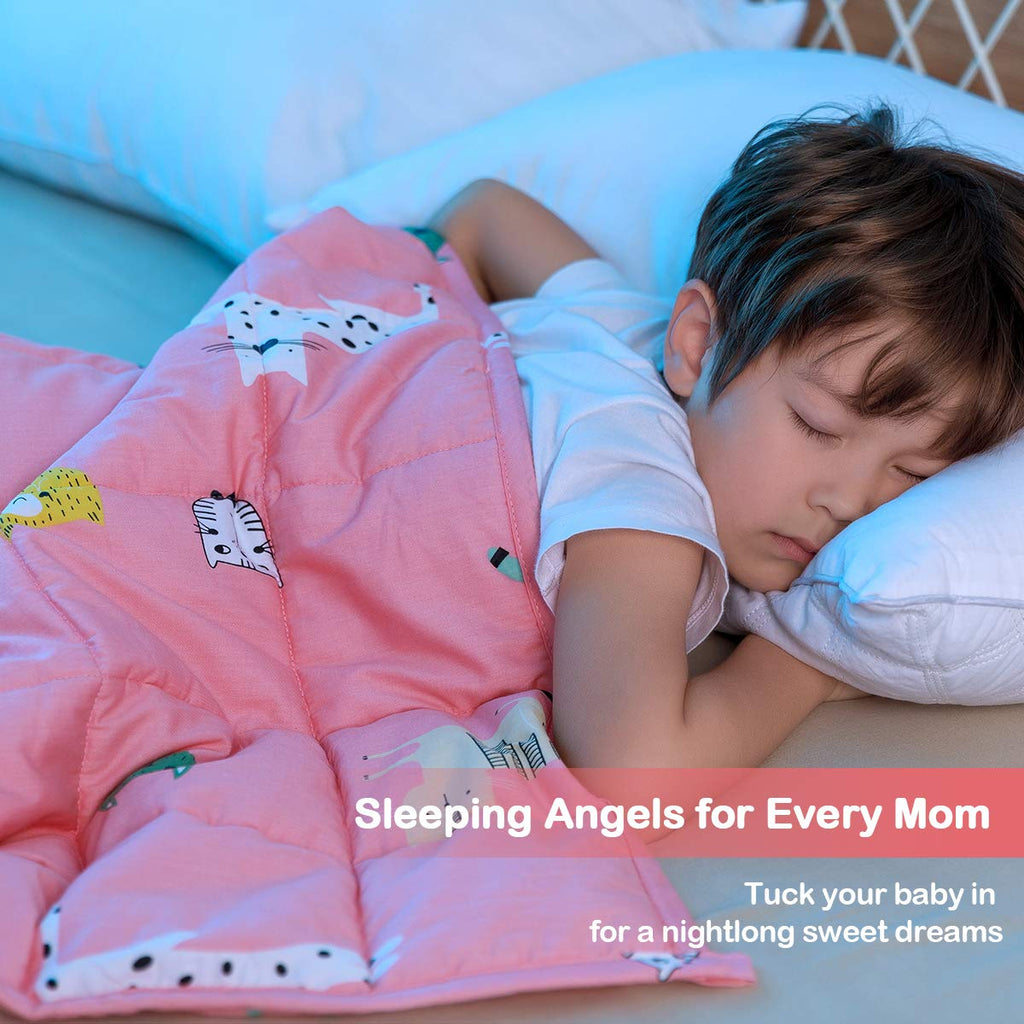 Sivio Weighted Blanket - All-Natural 100% Cotton Weighted Blanket 5 lbs 36 x 48 inches, Washable Breathable Heavy Blanket for Calm Sleeping for Home and School Nap, Blue Dinosaur