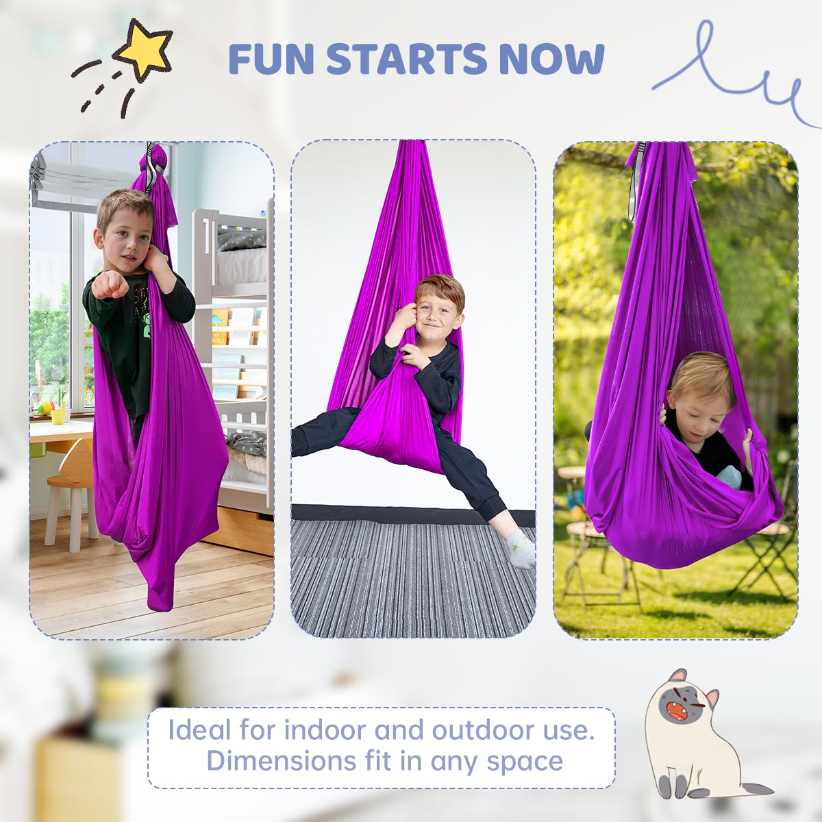 Aokitec Sensory Swing for Kids with Special Needs, Indoor Kids Swing Cuddle Hammock Chair Adjustable Aerial Swing for Children with Autism, ADHD, Asperger, Sensory Integration(Blue)