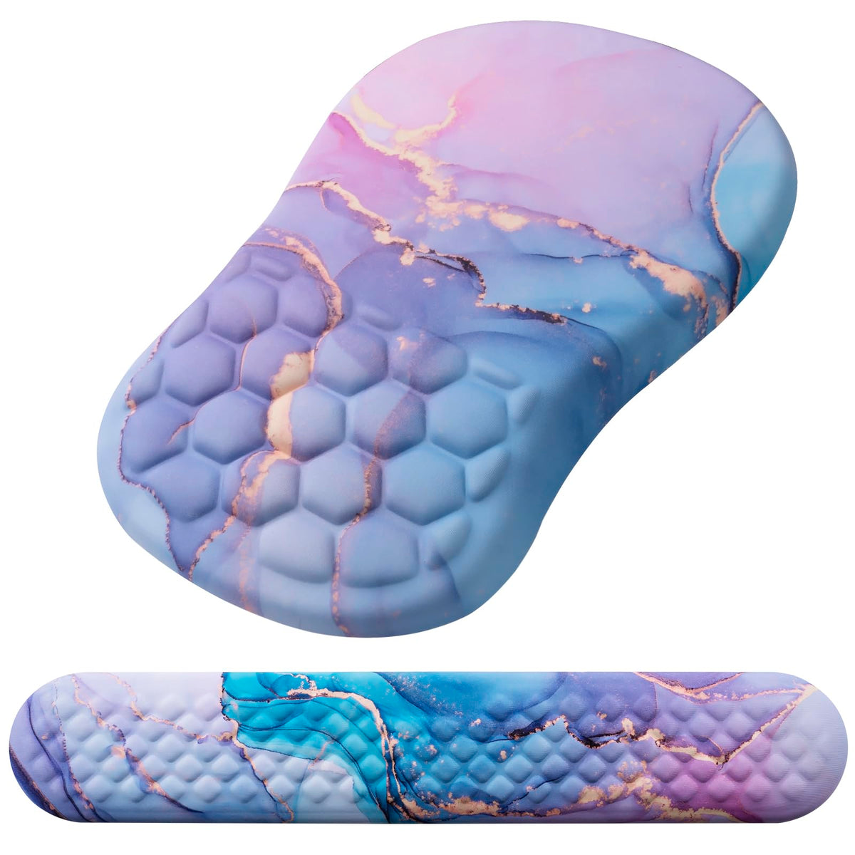 Ergonomic Mouse Pad with Wrist Support and Keyboard Wrist Rest Set | Memory Foam Wrist Cushion, Non-Slip PU Base, Massage Design, Relieves Wrist Pressure for Work, Gaming & Office Use