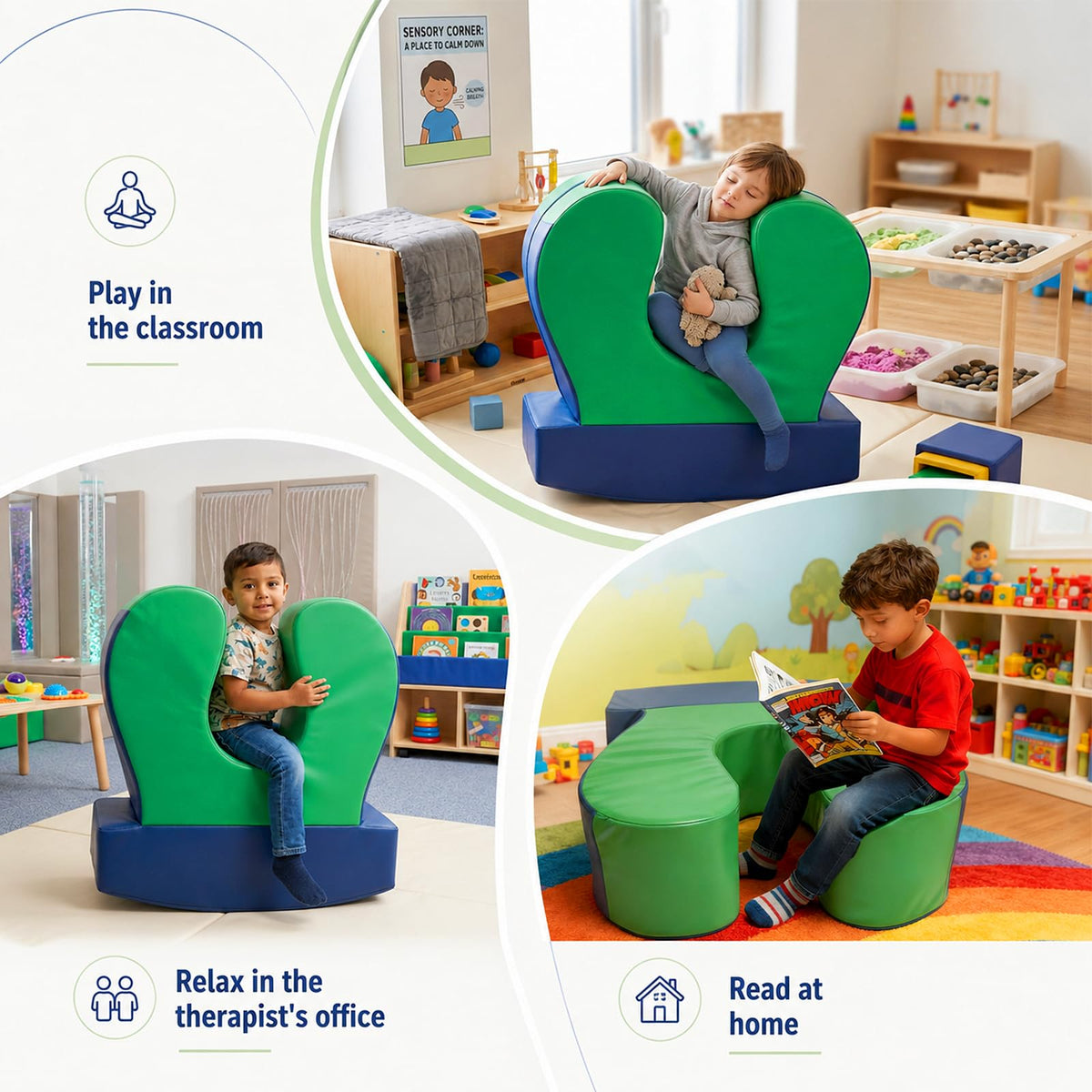 Sensory Chair for Kids, Squeeze & Rock, PU, Emotional Regulation & Focus | Calming Compression Rocker for Autism ADHD, Supportive High-Density Foam, Fit for Reading Corner, Playroom, Therapy Room