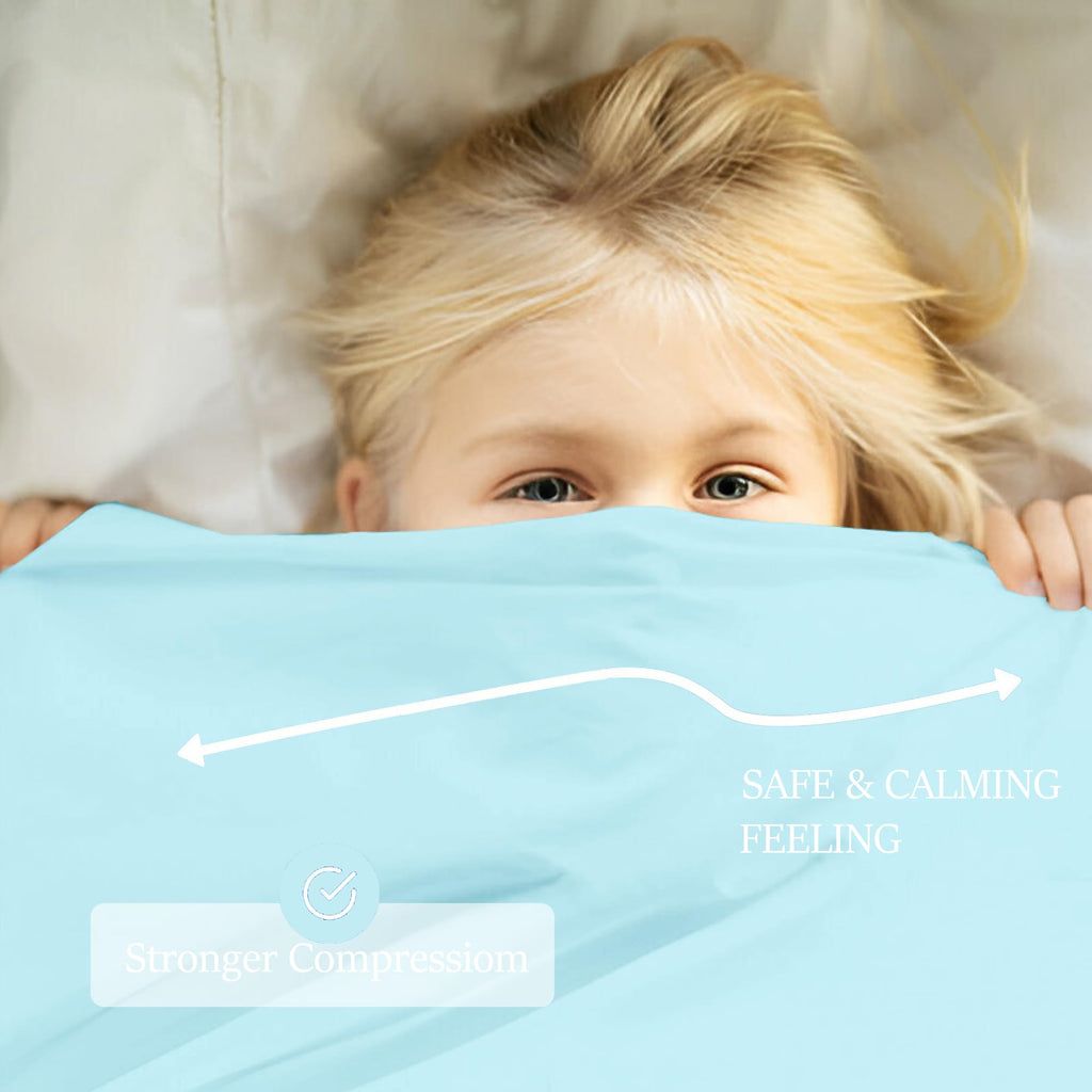 Sensory Bed Sheet for Deep Pressure Therapy – Spandex Bed Sheet – Sensory Compression Blanket for ADHD, Autism – Breathable & Hypoallergenic, Blue, Twin Size