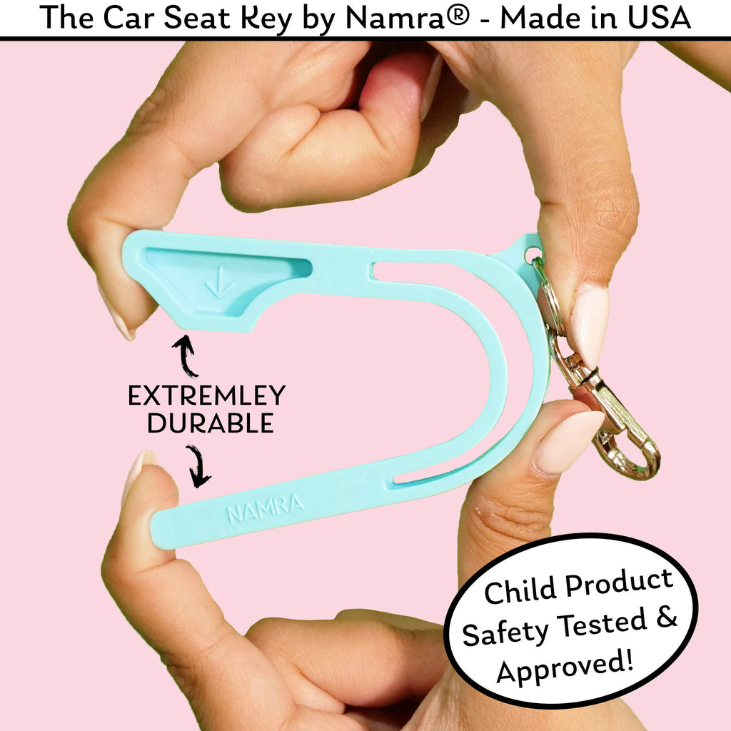 The Car Seat Key - Original Car Seat Key Chain Buckle Release Tool - Easy Unbuckle Opener Aid for Nails, Parents, Grandparents & Older Children by NAMRA Made in USA (Black)